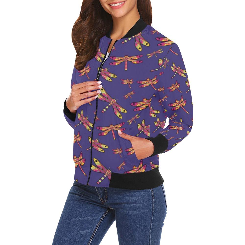 Gathering Purple All Over Print Bomber Jacket for Women (Model H19) Jacket e-joyer