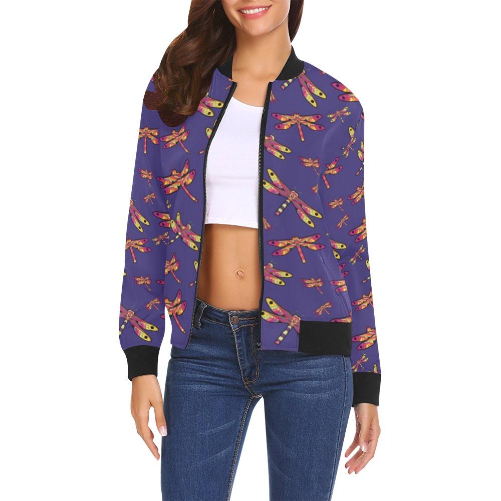 Gathering Purple All Over Print Bomber Jacket for Women (Model H19) Jacket e-joyer
