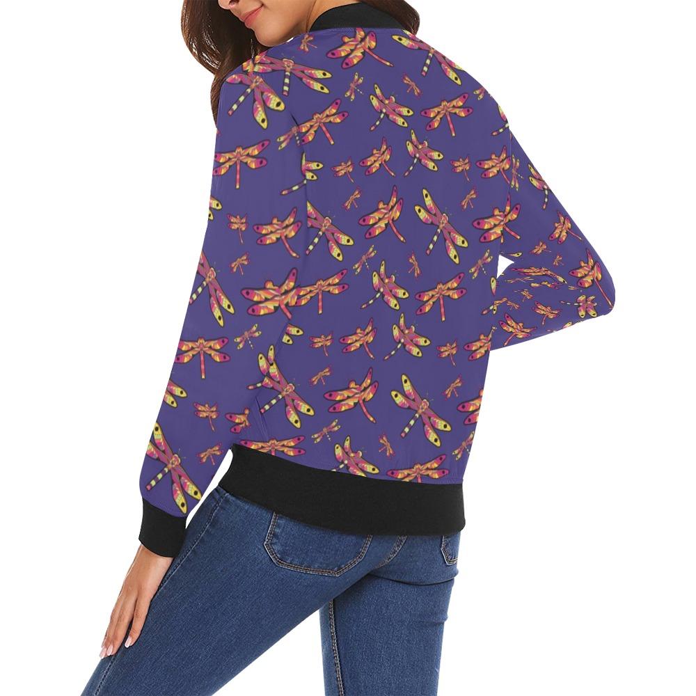 Gathering Purple All Over Print Bomber Jacket for Women (Model H19) Jacket e-joyer
