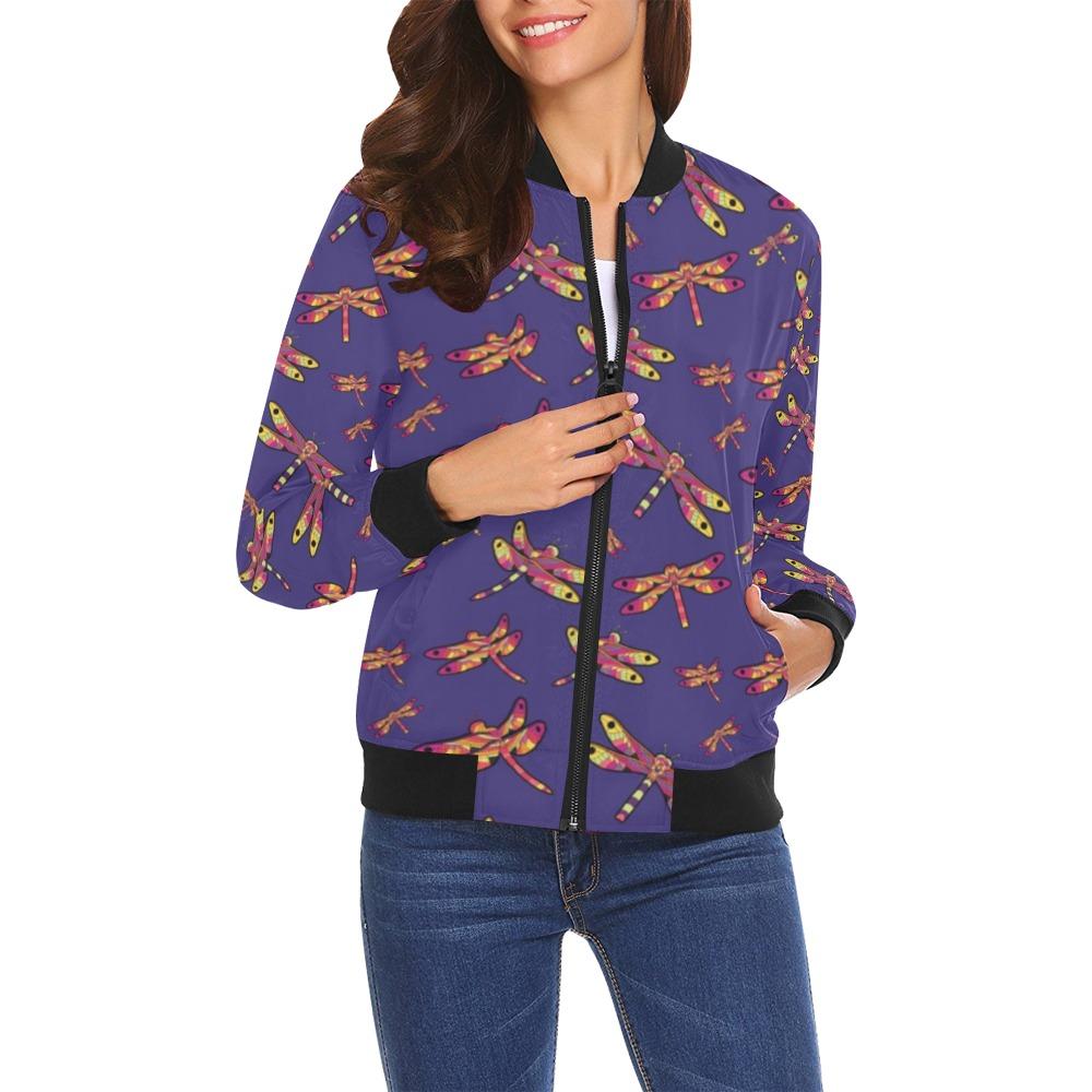 Gathering Purple All Over Print Bomber Jacket for Women (Model H19) Jacket e-joyer
