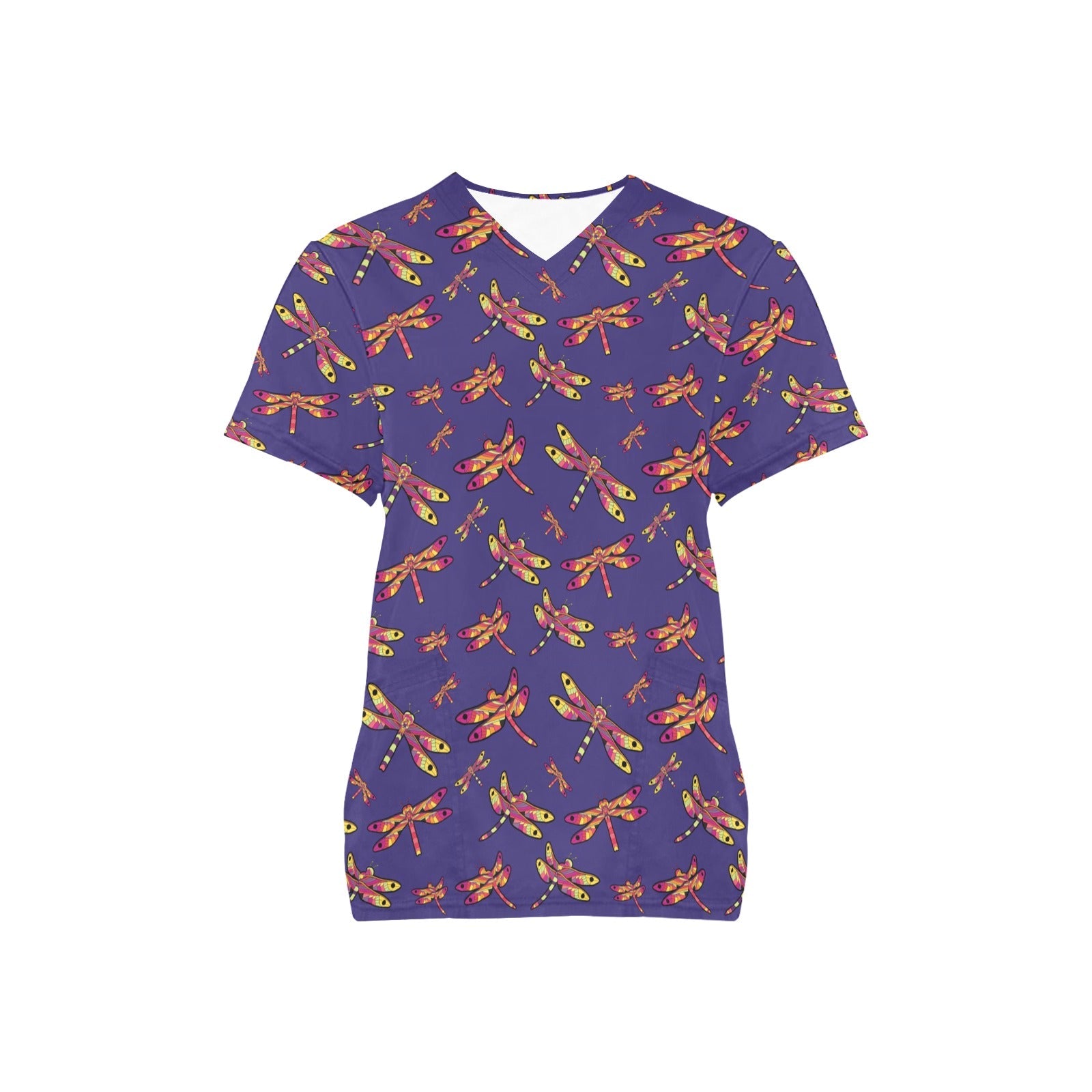 Gathering Purple All Over Print Scrub Top Scrub Top e-joyer