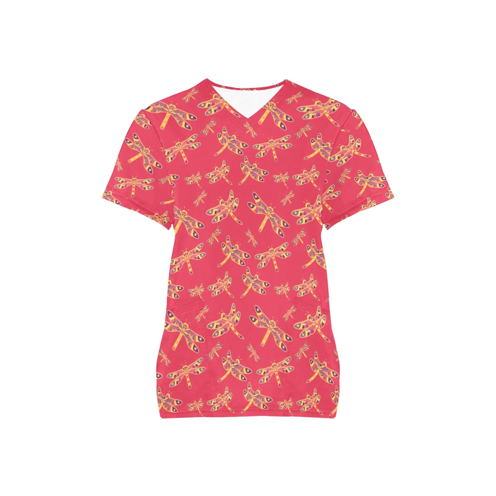 Gathering Rouge All Over Print Scrub Top Scrub Top e-joyer