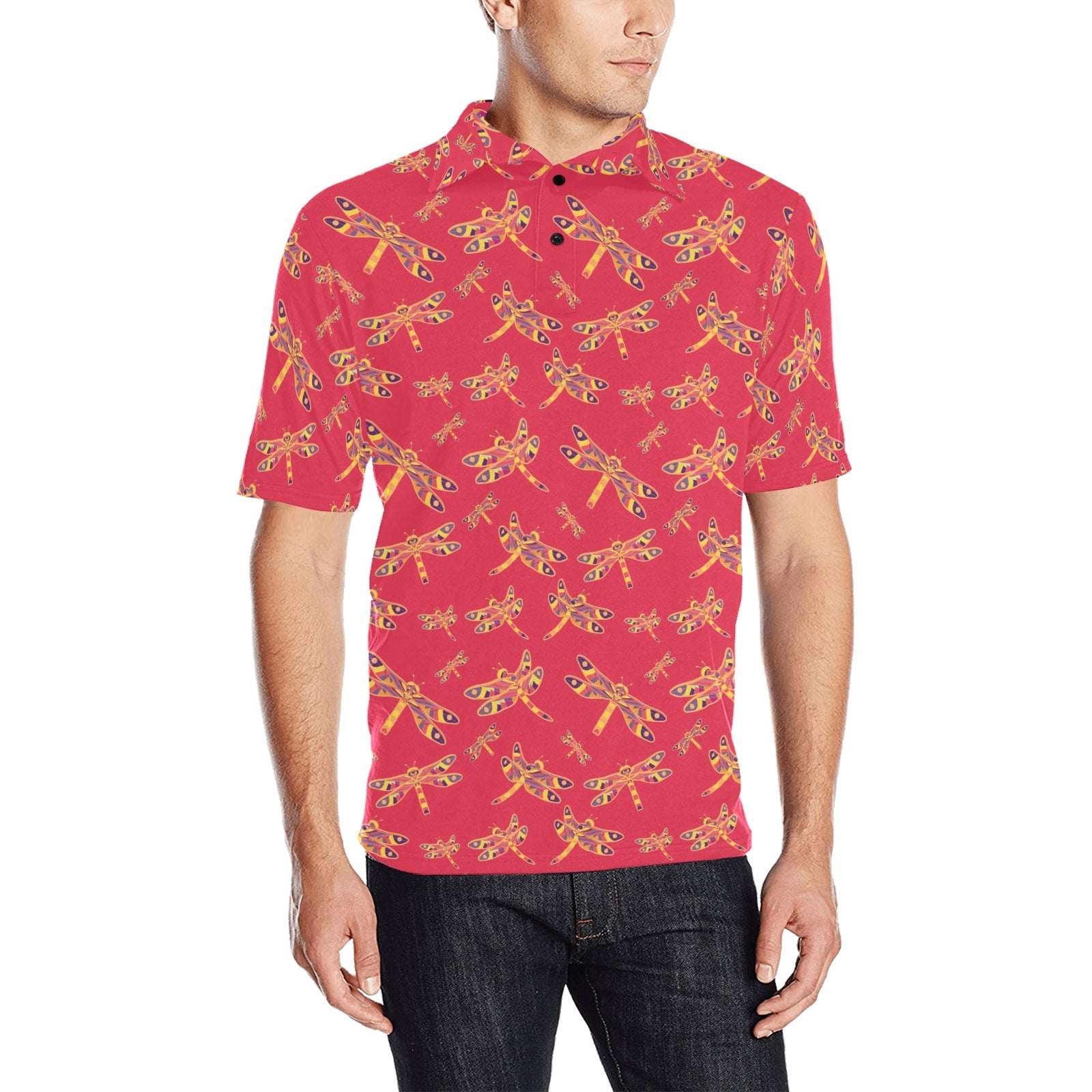 Gathering Rouge Men's All Over Print Polo Shirt (Model T55) Men's Polo Shirt (Model T55) e-joyer