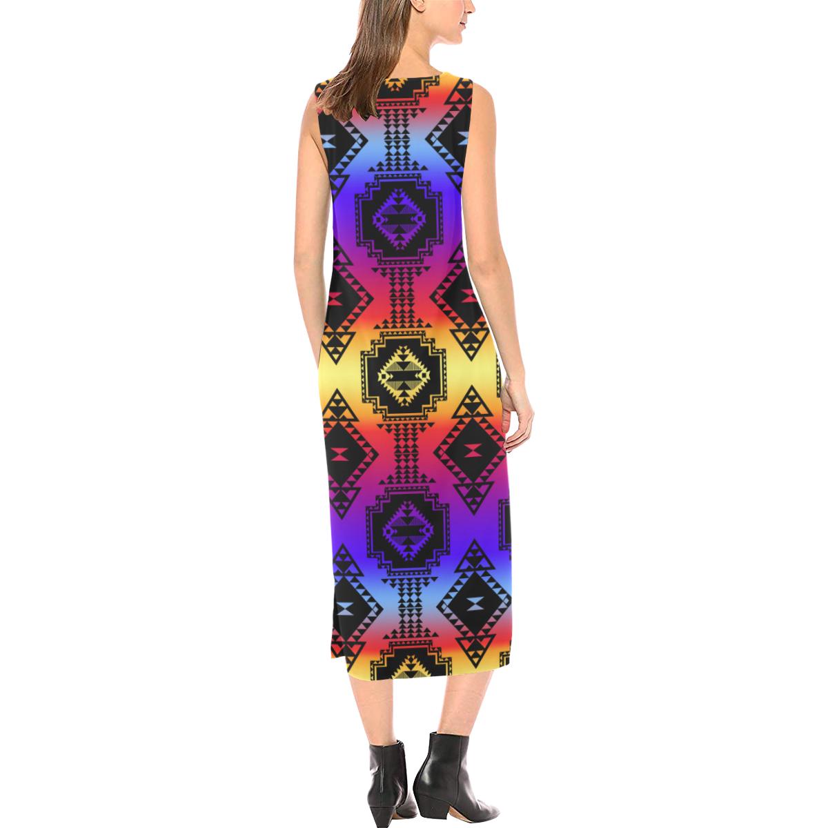 Gathering Sunset Phaedra Sleeveless Open Fork Long Dress (Model D08) Phaedra Sleeveless Open Fork Long Dress (D08) e-joyer