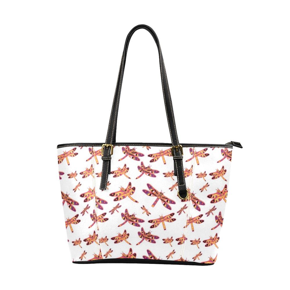 Gathering White Leather Tote Bag/Large (Model 1640) Leather Tote Bag (1640) e-joyer