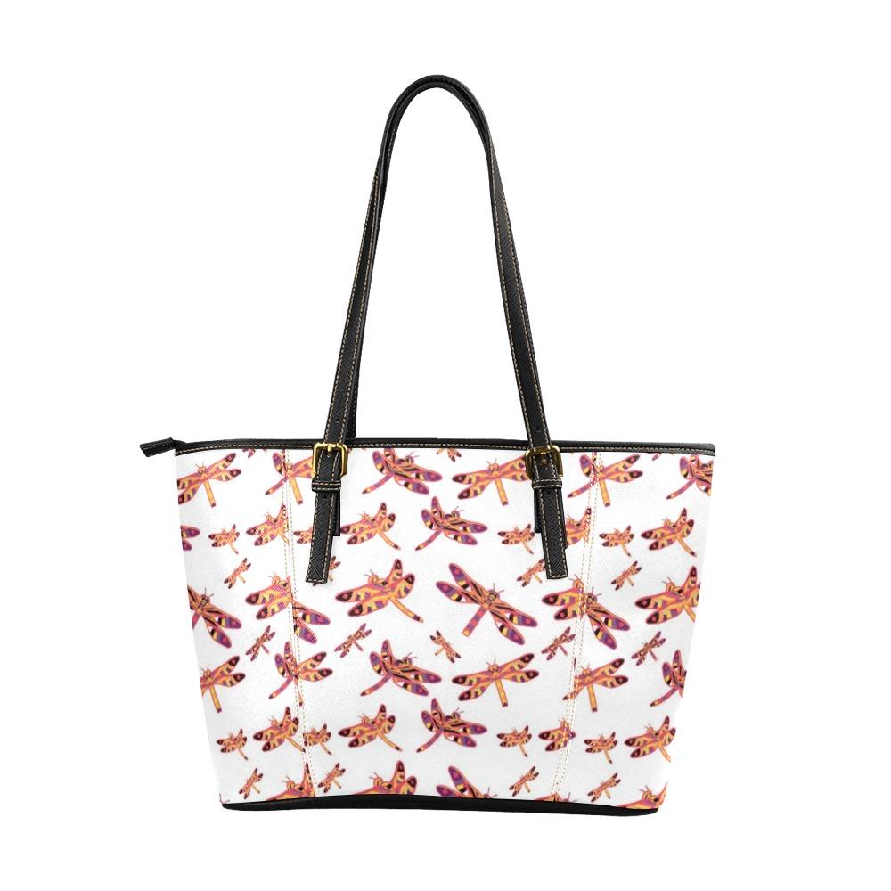 Gathering White Leather Tote Bag/Large (Model 1640) Leather Tote Bag (1640) e-joyer