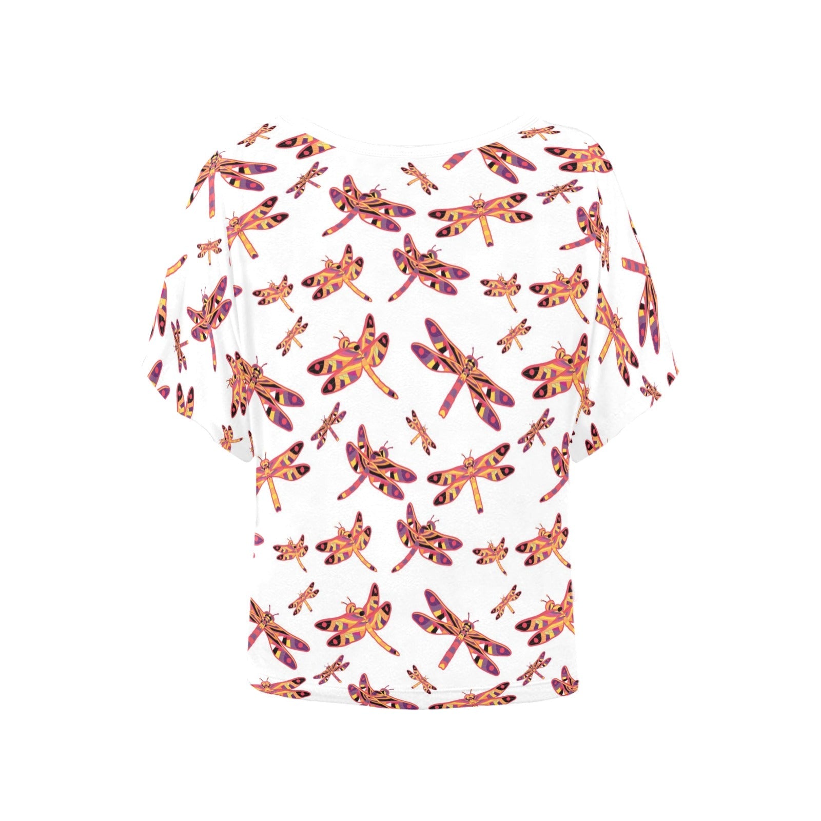 Gathering White Women's Batwing-Sleeved Blouse T shirt (Model T44) Women's Batwing-Sleeved Blouse T shirt (T44) e-joyer