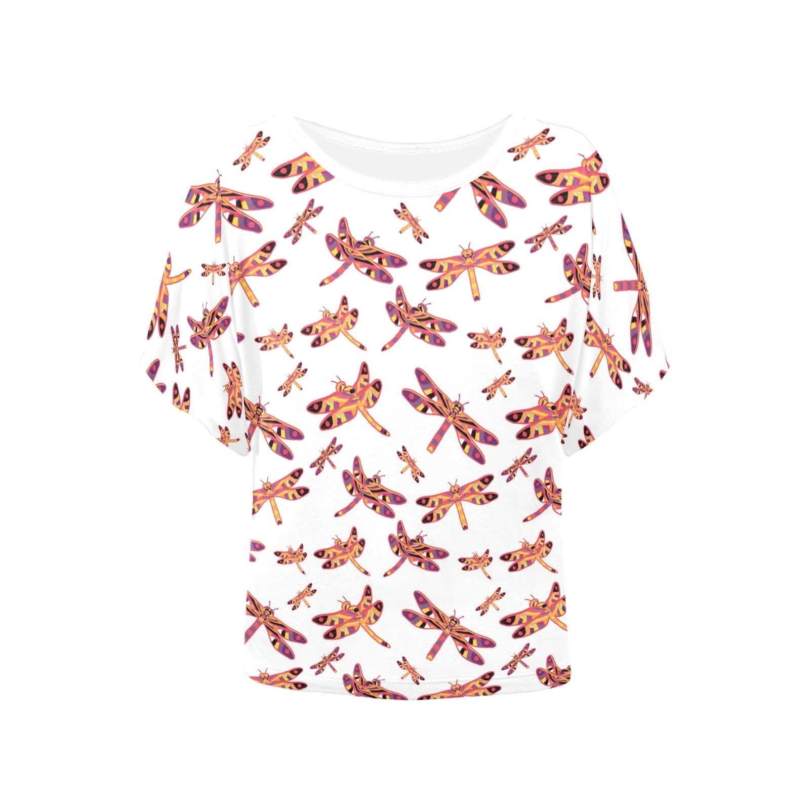 Gathering White Women's Batwing-Sleeved Blouse T shirt (Model T44) Women's Batwing-Sleeved Blouse T shirt (T44) e-joyer