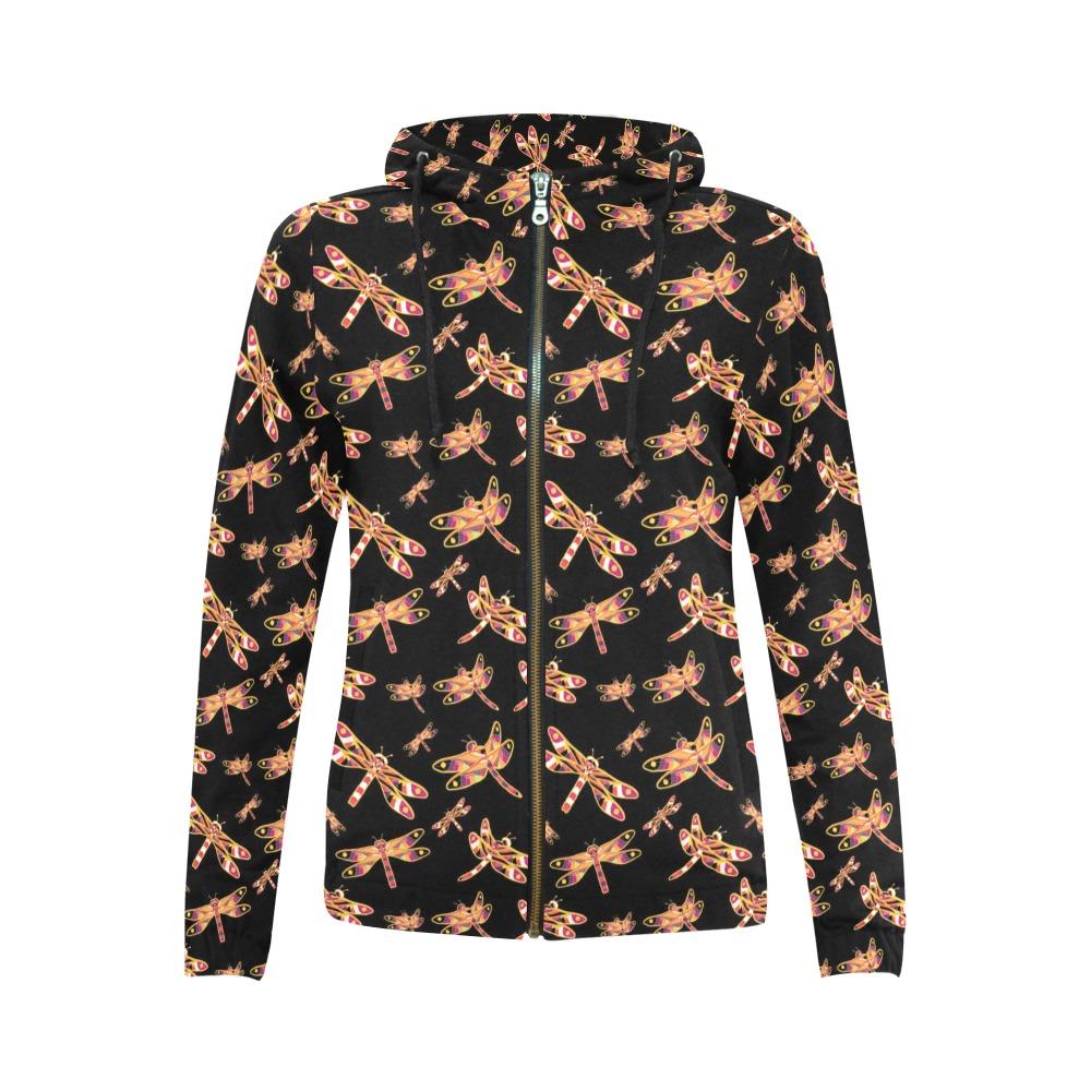 Gathering Yellow Black All Over Print Full Zip Hoodie for Women (Model H14) All Over Print Full Zip Hoodie for Women (H14) e-joyer