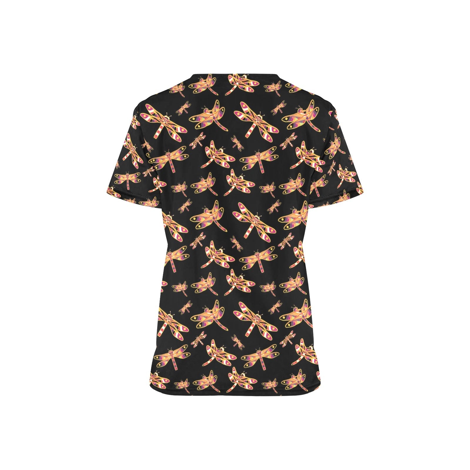 Gathering Yellow Black All Over Print Scrub Top Scrub Top e-joyer
