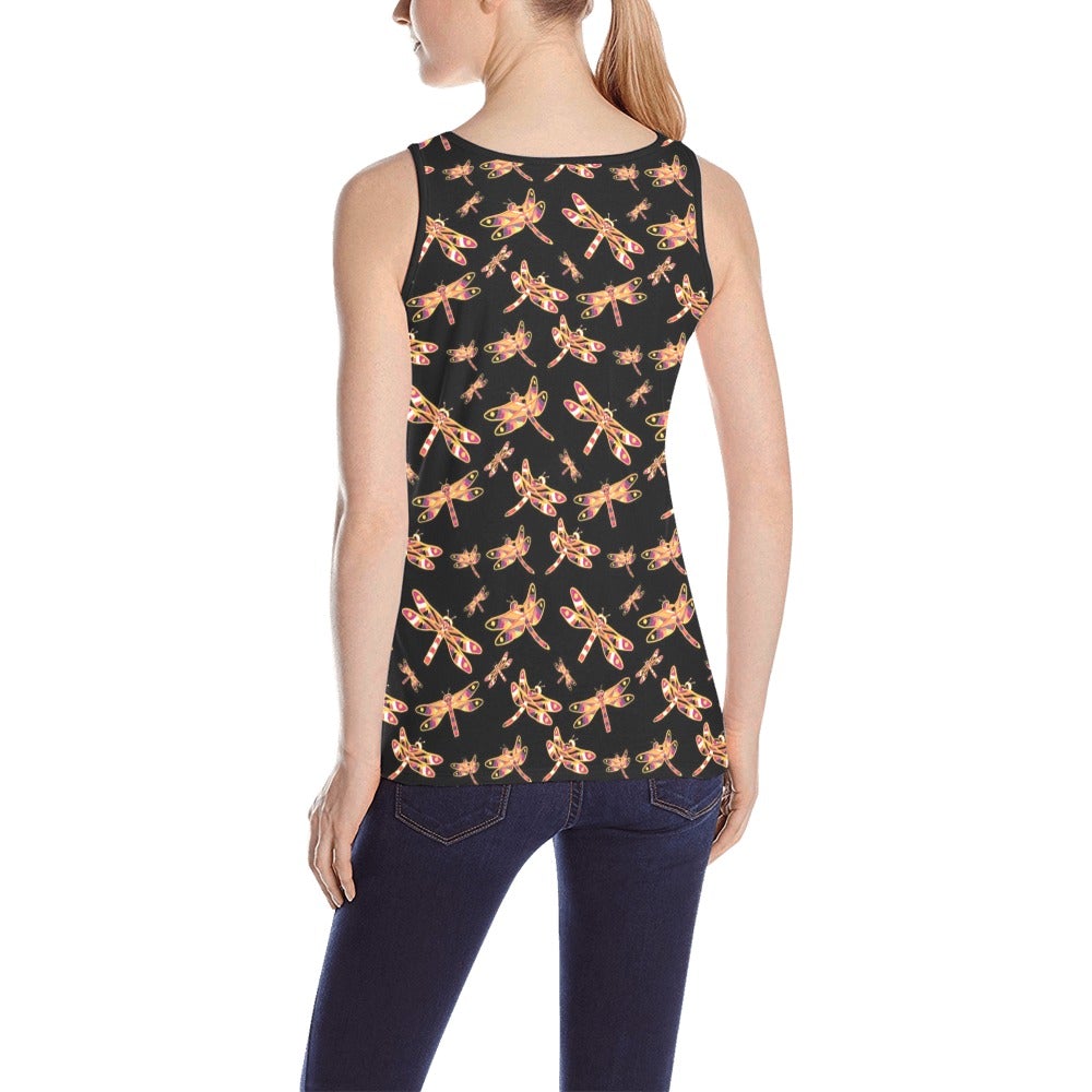 Gathering Yellow Black All Over Print Tank Top for Women (Model T43) All Over Print Tank Top for Women (T43) e-joyer