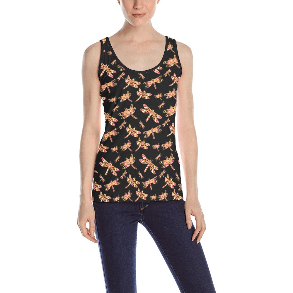 Gathering Yellow Black All Over Print Tank Top for Women (Model T43) All Over Print Tank Top for Women (T43) e-joyer