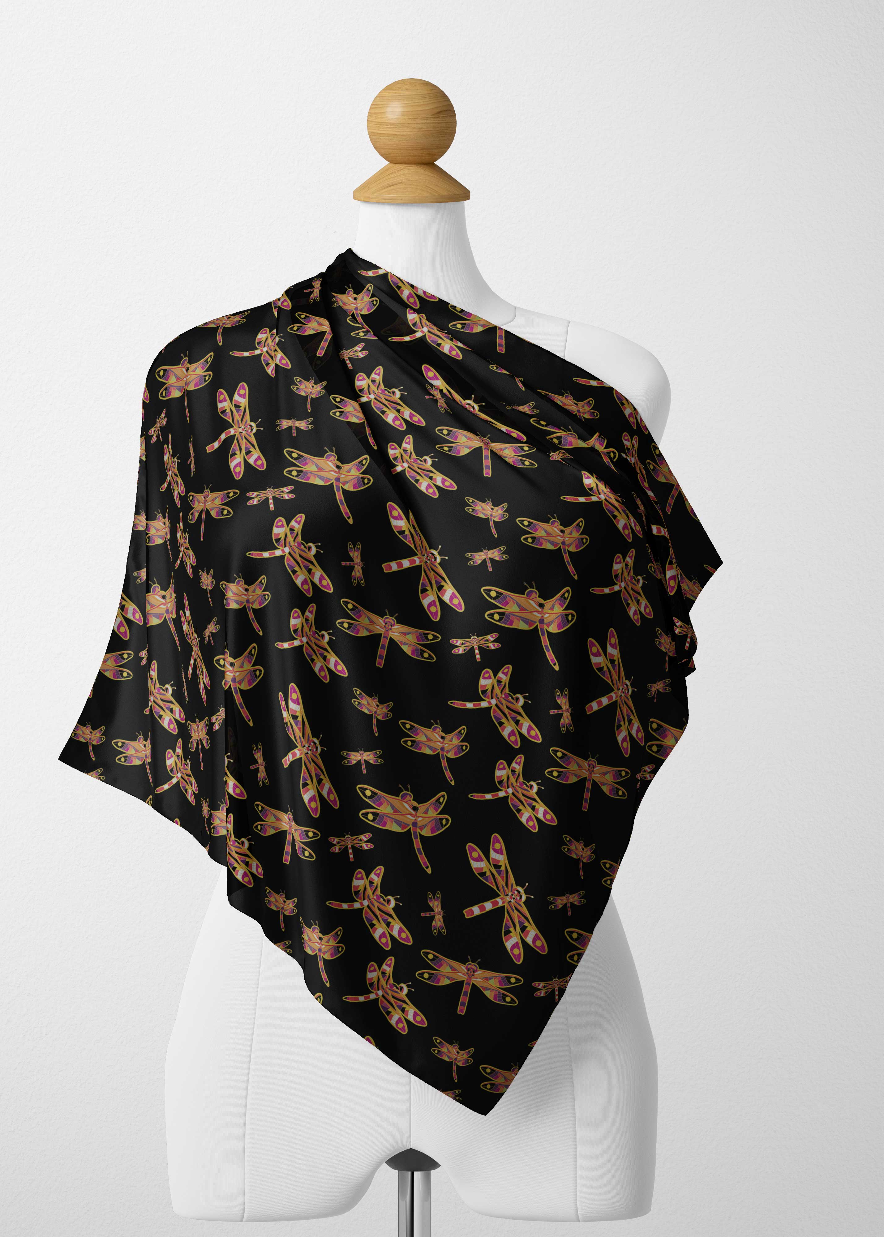 Gathering Yellow Black Satin Shawl Scarf 49 Dzine