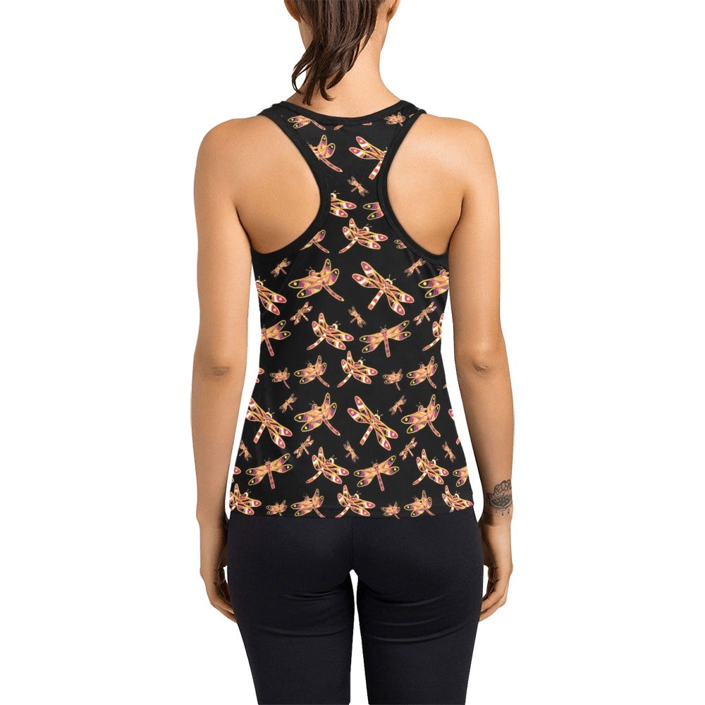 Gathering Yellow Black Women's Racerback Tank Top (Model T60) Racerback Tank Top (T60) e-joyer