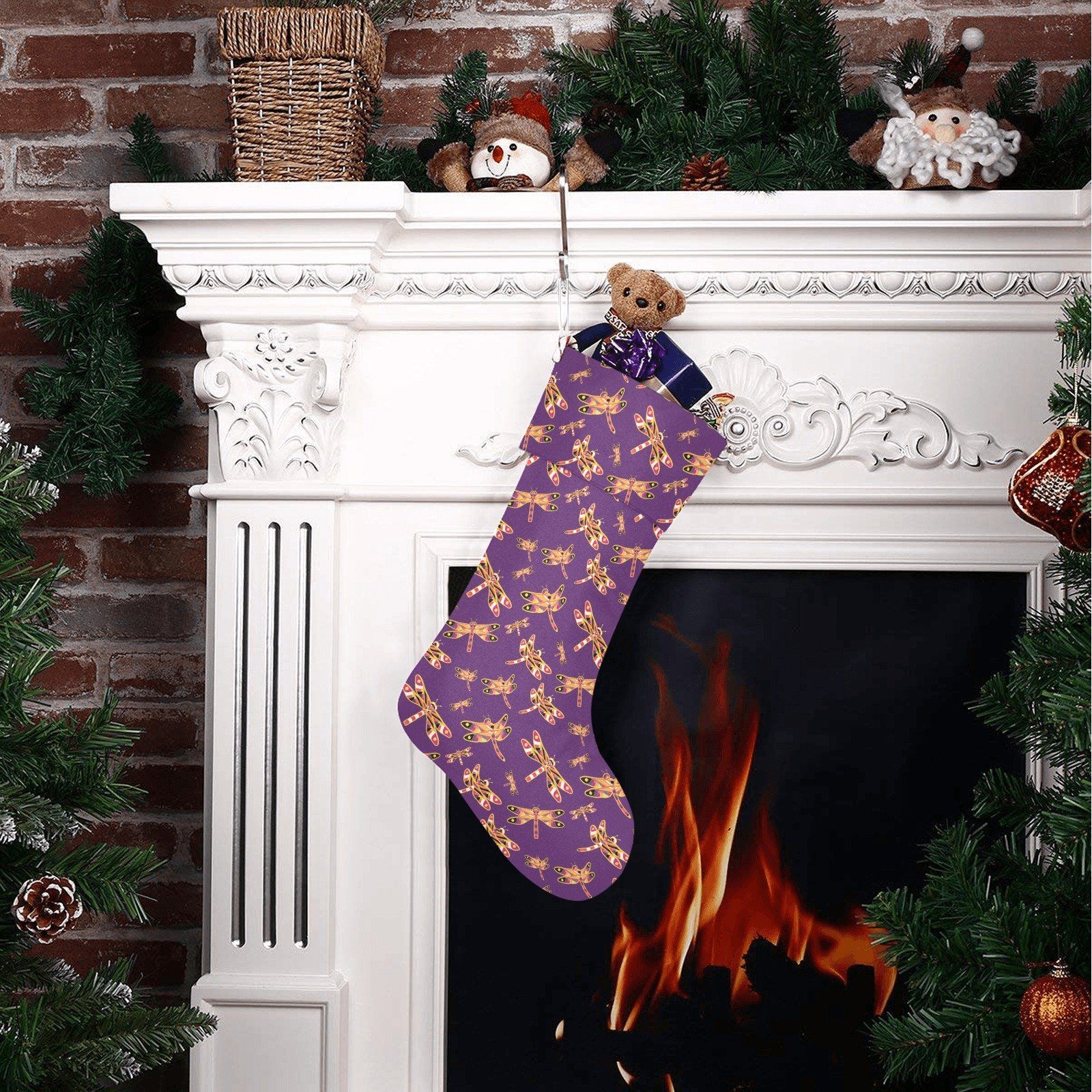Gathering Yellow Purple Christmas Stocking holiday stocking e-joyer