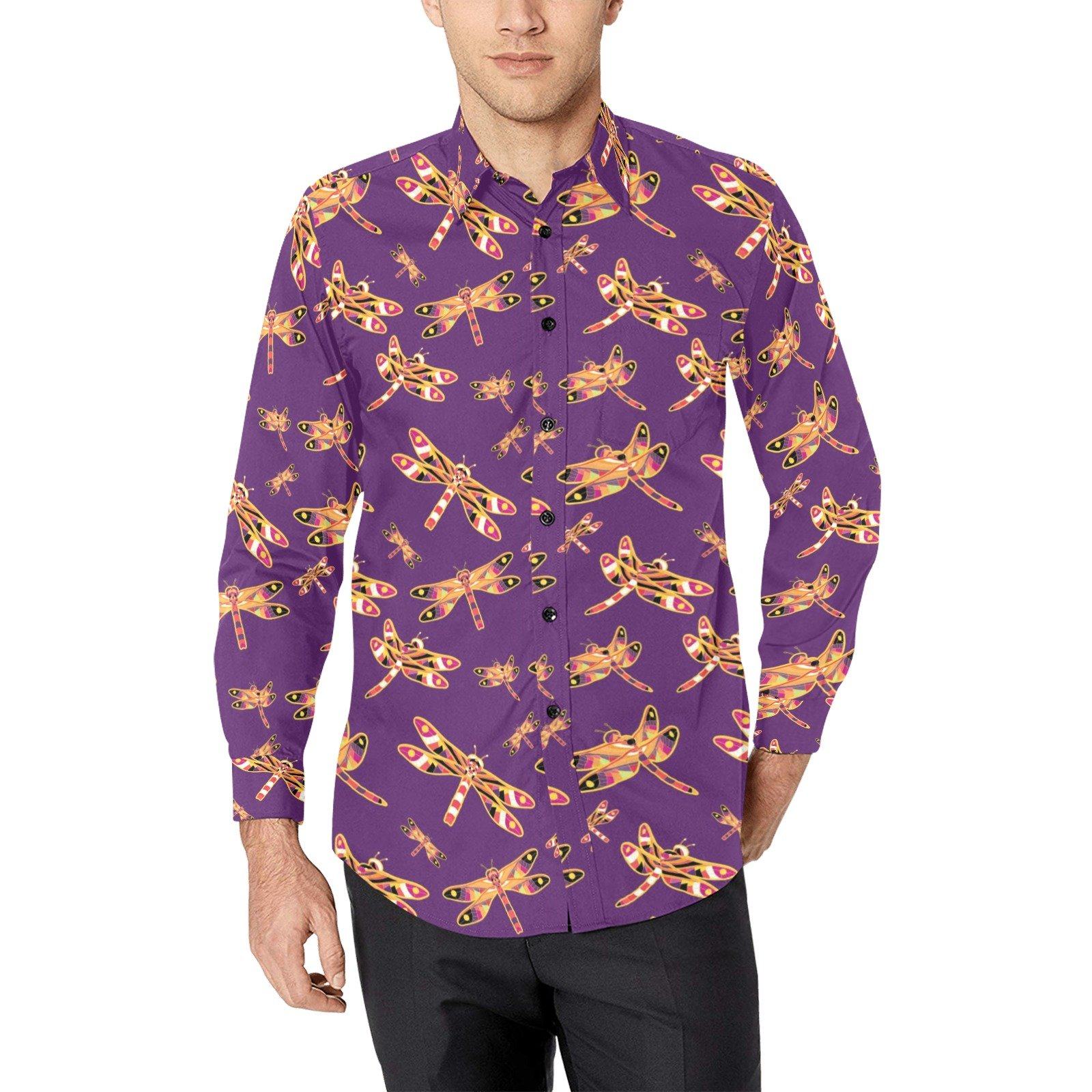Gathering Yellow Purple Men's All Over Print Casual Dress Shirt (Model T61) Men's Dress Shirt (T61) e-joyer