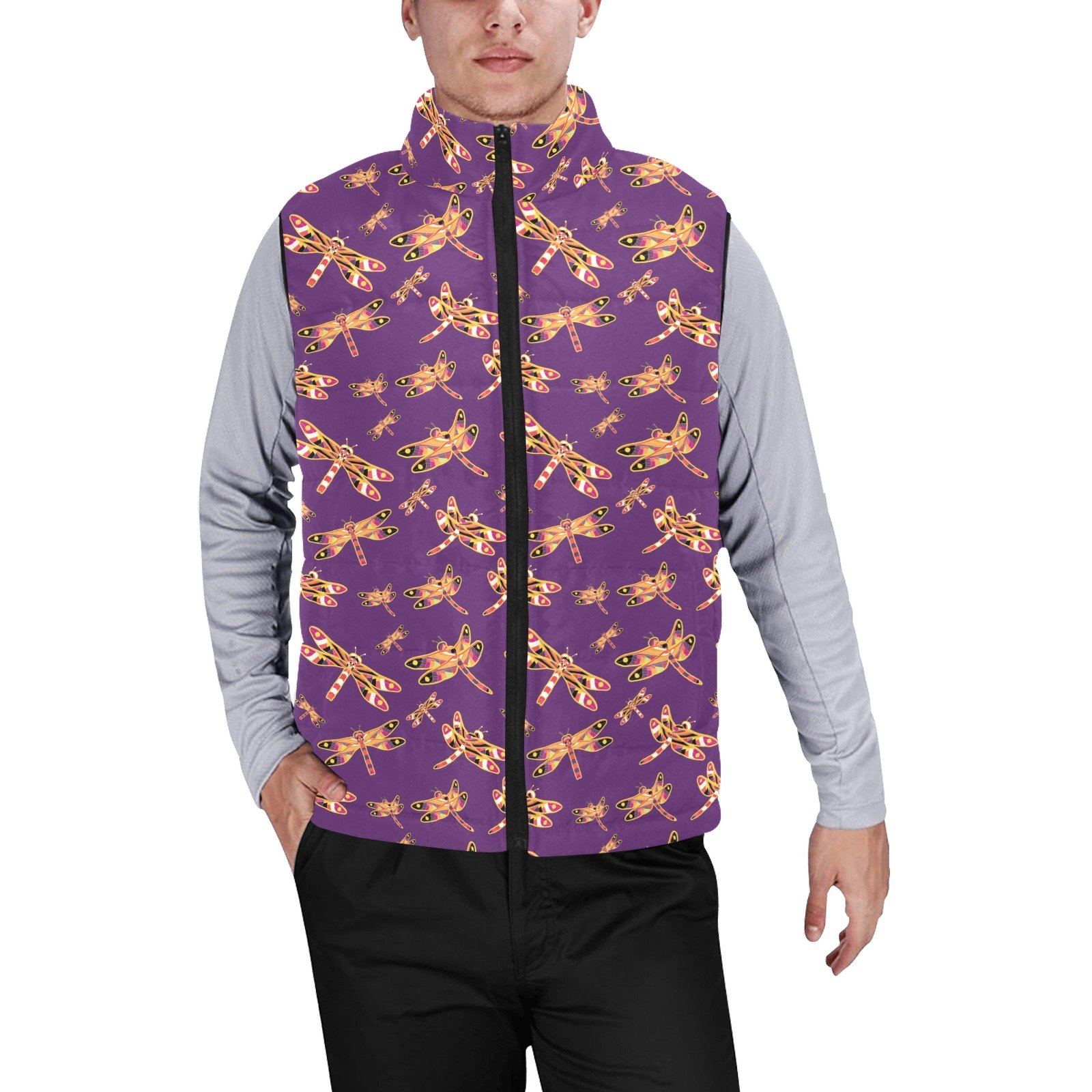 Gathering Yellow Purple Men's Padded Vest Jacket (Model H44) Men's Padded Vest Jacket (H44) e-joyer