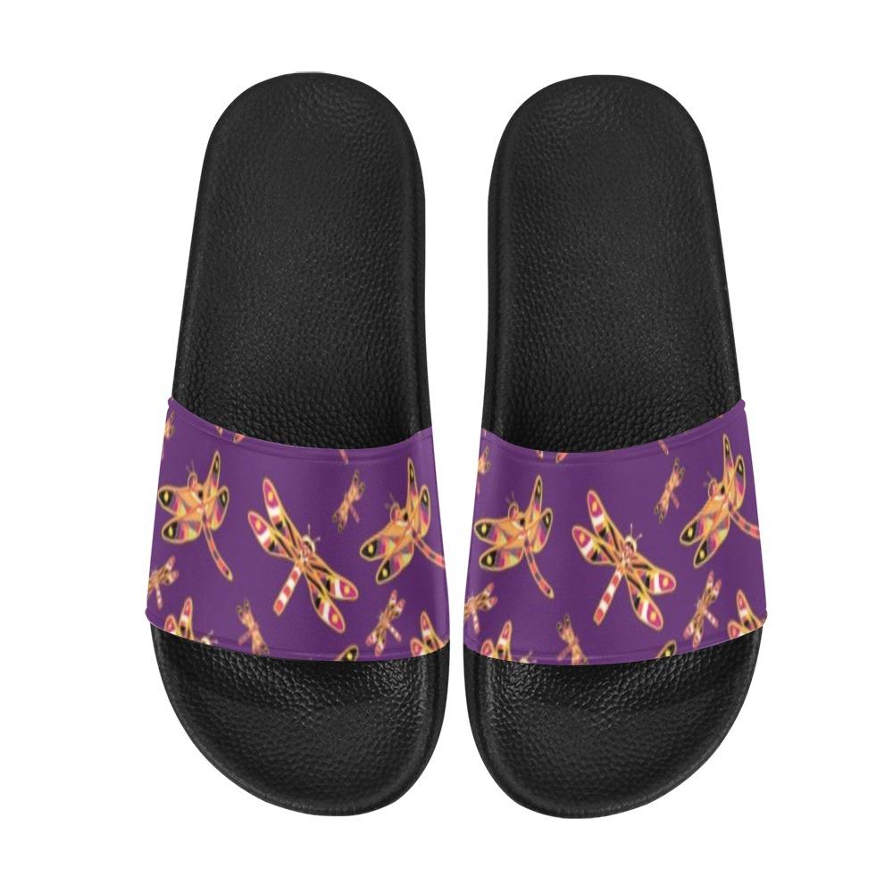 Gathering Yellow Purple Men's Slide Sandals (Model 057) Men's Slide Sandals (057) e-joyer