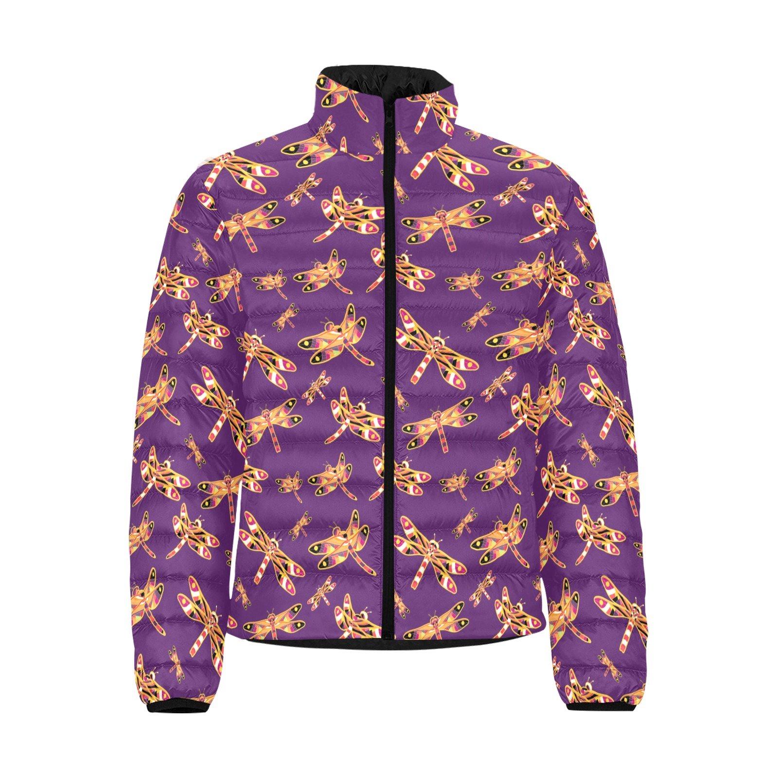 Gathering Yellow Purple Men's Stand Collar Padded Jacket (Model H41) Men's Stand Collar Padded Jacket (H41) e-joyer