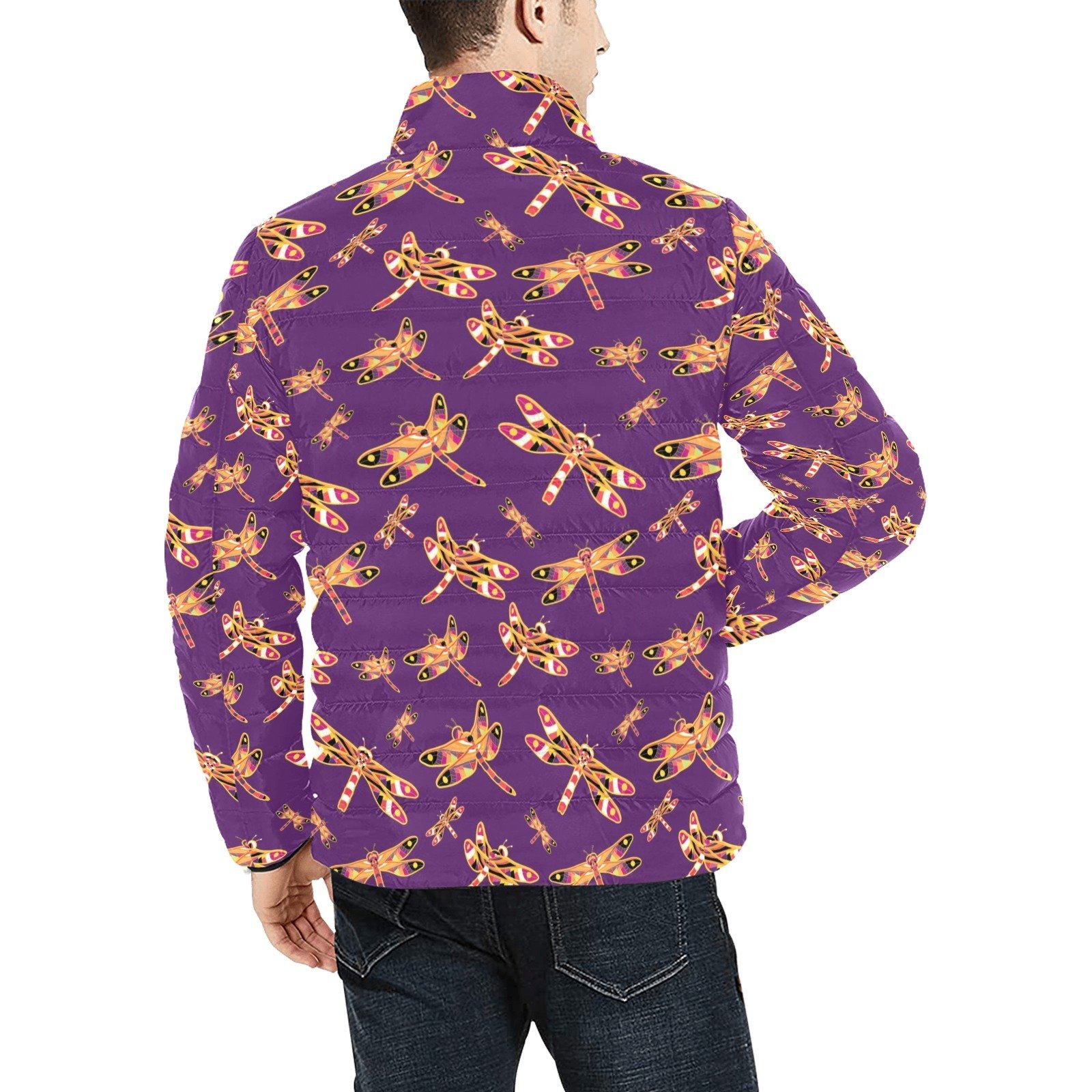 Gathering Yellow Purple Men's Stand Collar Padded Jacket (Model H41) Men's Stand Collar Padded Jacket (H41) e-joyer