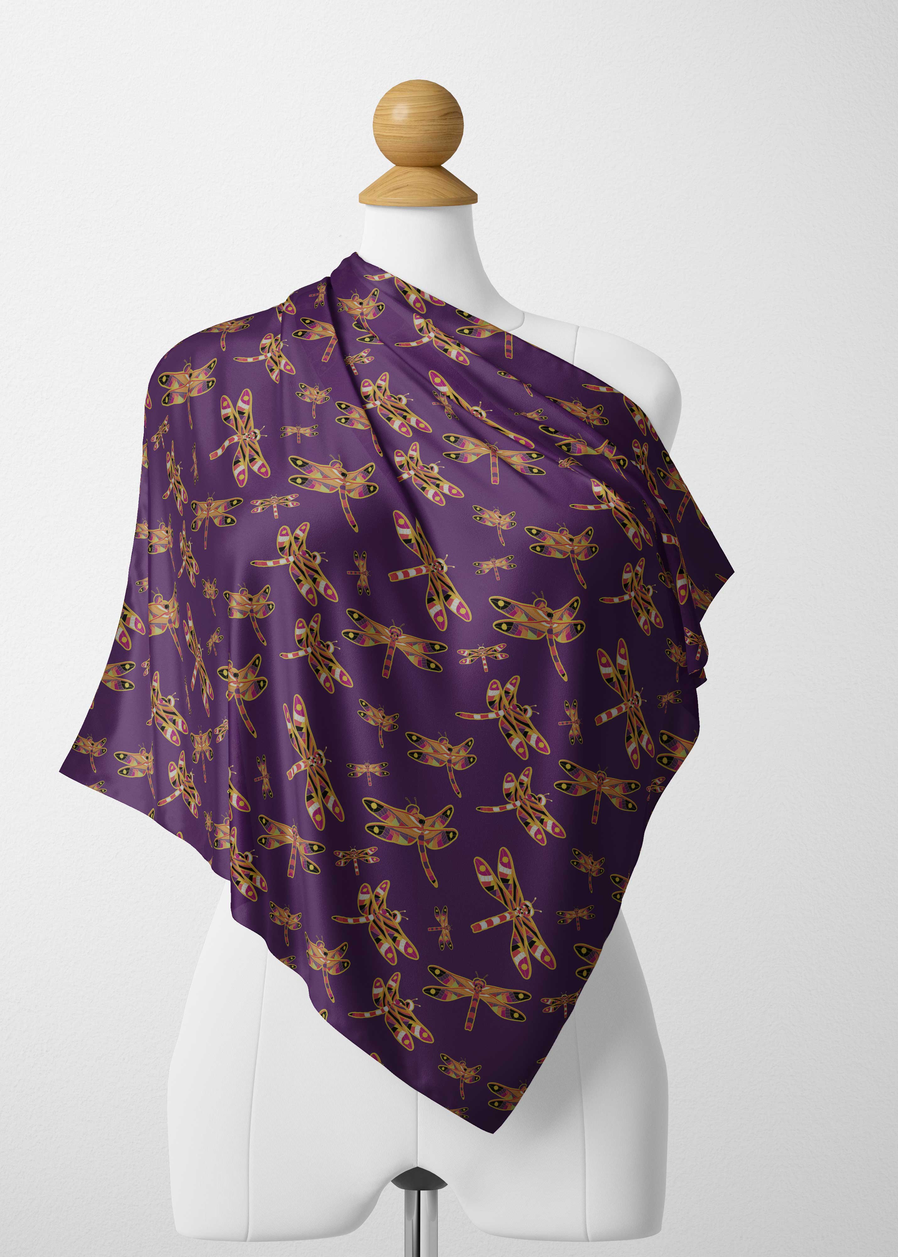 Gathering Yellow Purple Satin Shawl Scarf 49 Dzine