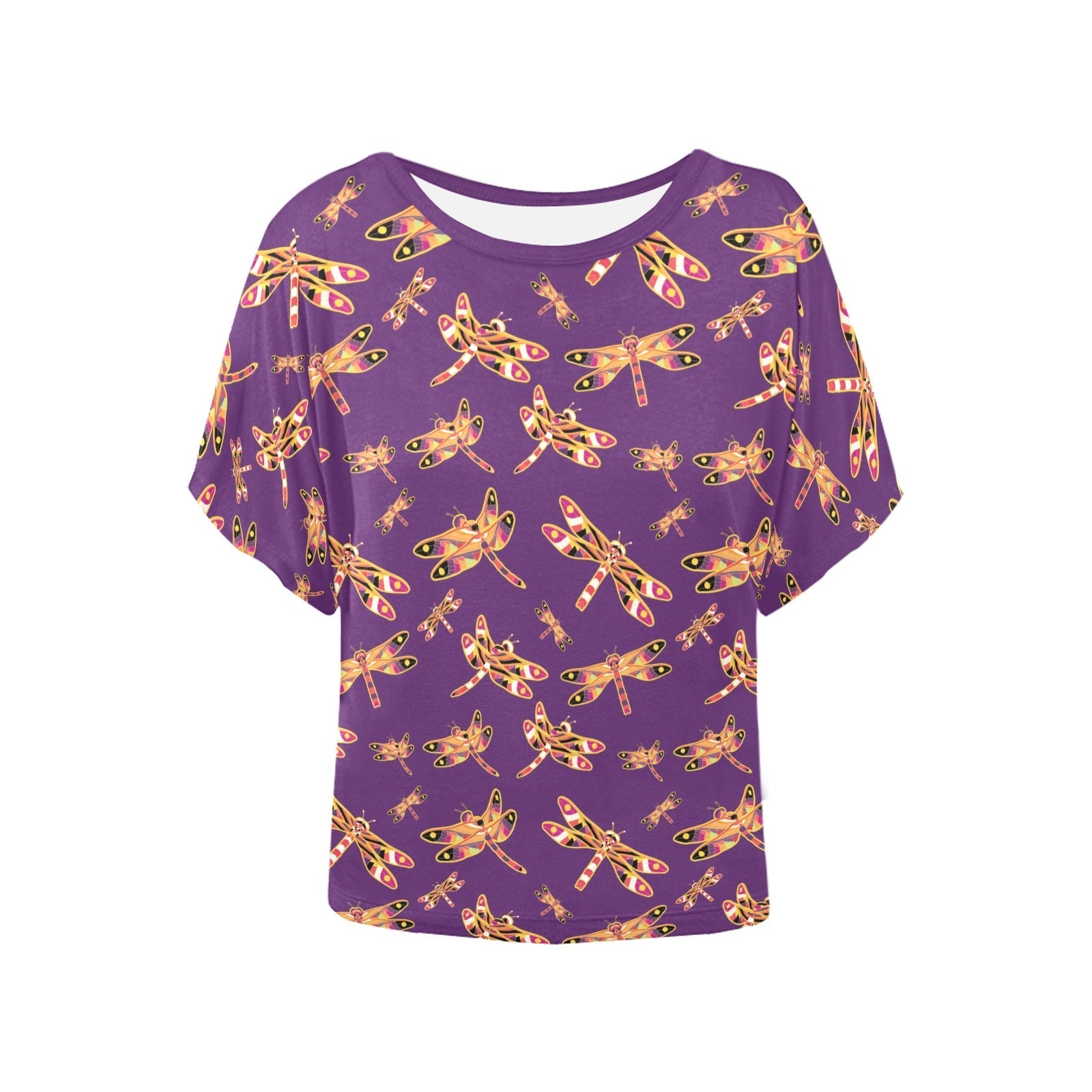 Gathering Yellow Purple Women's Batwing-Sleeved Blouse T shirt (Model T44) Women's Batwing-Sleeved Blouse T shirt (T44) e-joyer