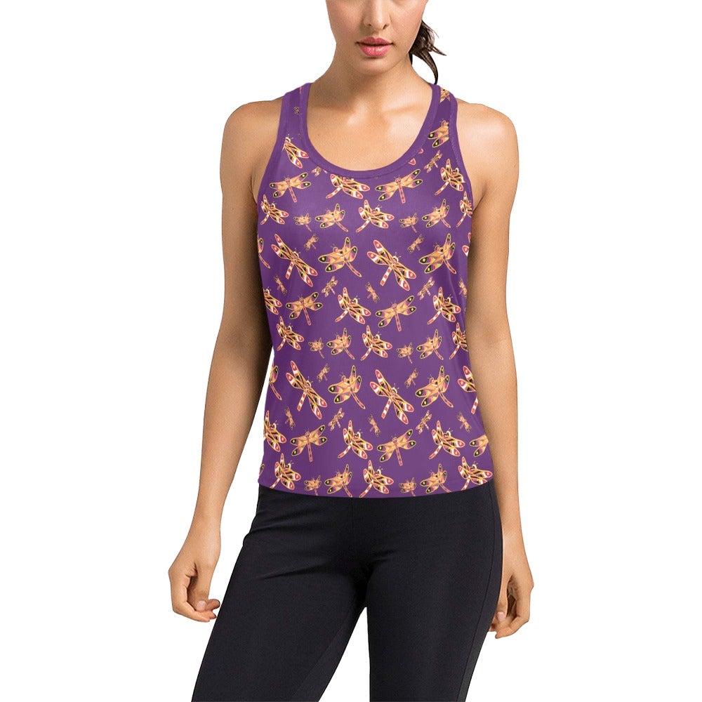 Gathering Yellow Purple Women's Racerback Tank Top (Model T60) Racerback Tank Top (T60) e-joyer
