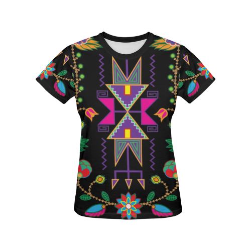 Geometric Floral Fall All Over Print T-shirt for Women/Large Size (USA Size) (Model T40) All Over Print T-Shirt for Women/Large (T40) e-joyer