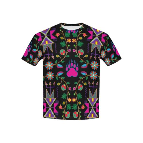 Geometric Floral Fall-Black All Over Print T-shirt for Kid (USA Size) (Model T40) All Over Print T-shirt for Kid (T40) e-joyer