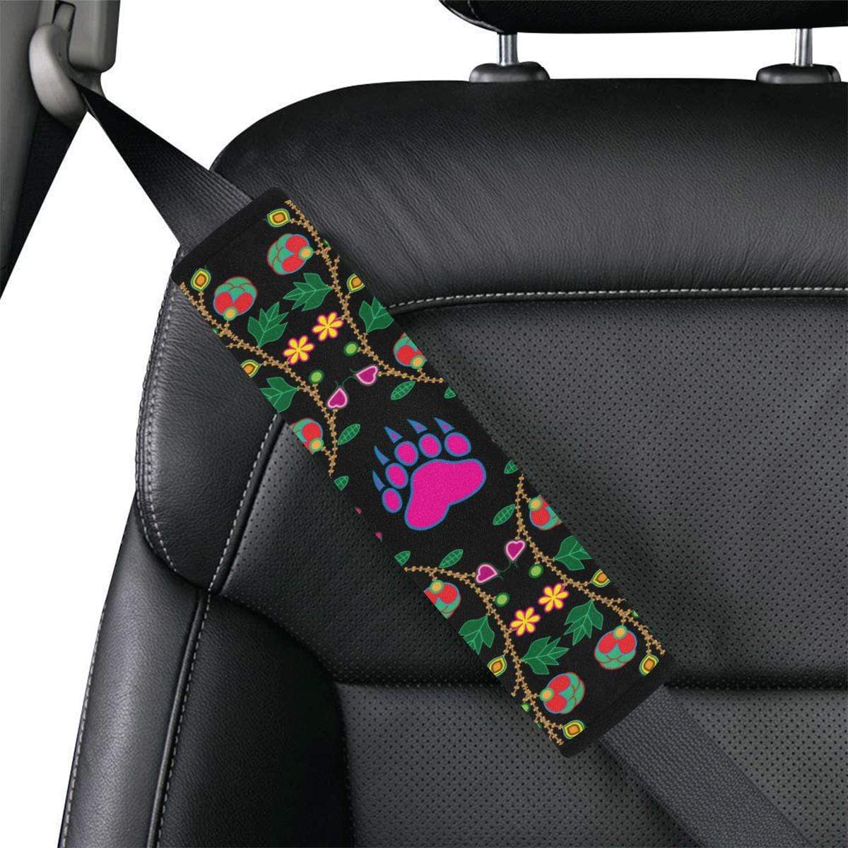 Geometric Floral Fall - Black Car Seat Belt Cover 7''x12.6'' Car Seat Belt Cover 7''x12.6'' e-joyer