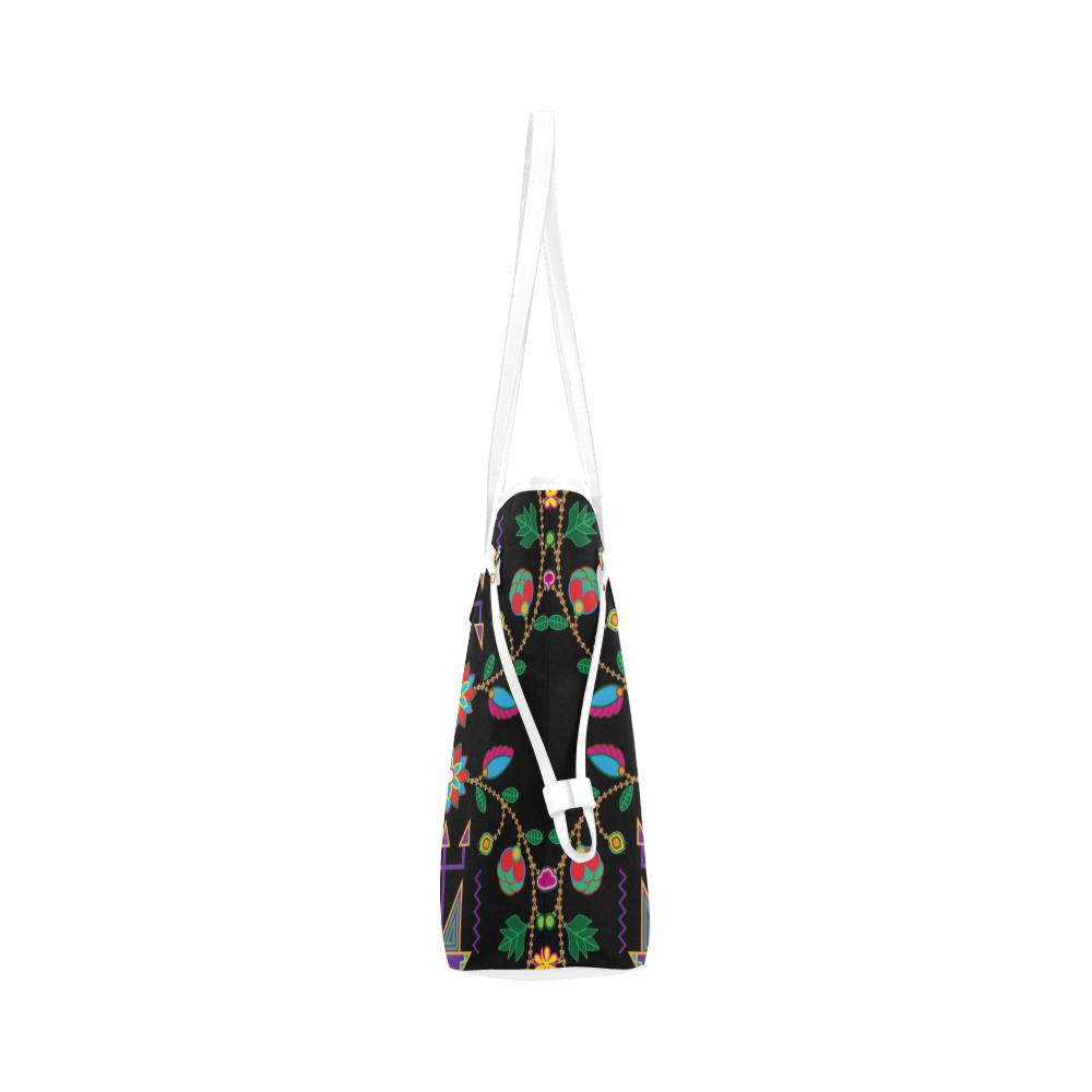 Geometric Floral Fall - Black Clover Canvas Tote Bag (Model 1661) Clover Canvas Tote Bag (1661) e-joyer