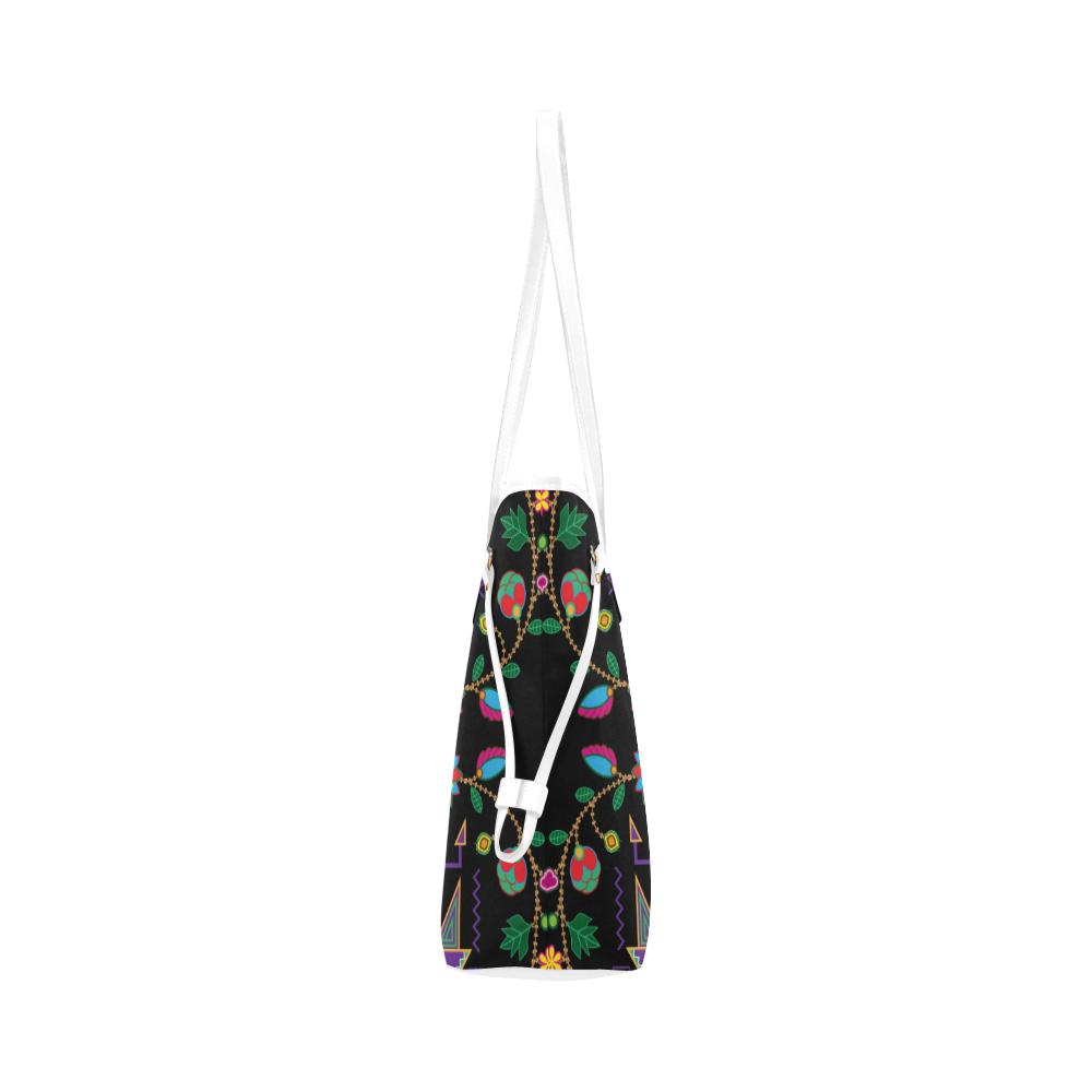 Geometric Floral Fall - Black Clover Canvas Tote Bag (Model 1661) Clover Canvas Tote Bag (1661) e-joyer