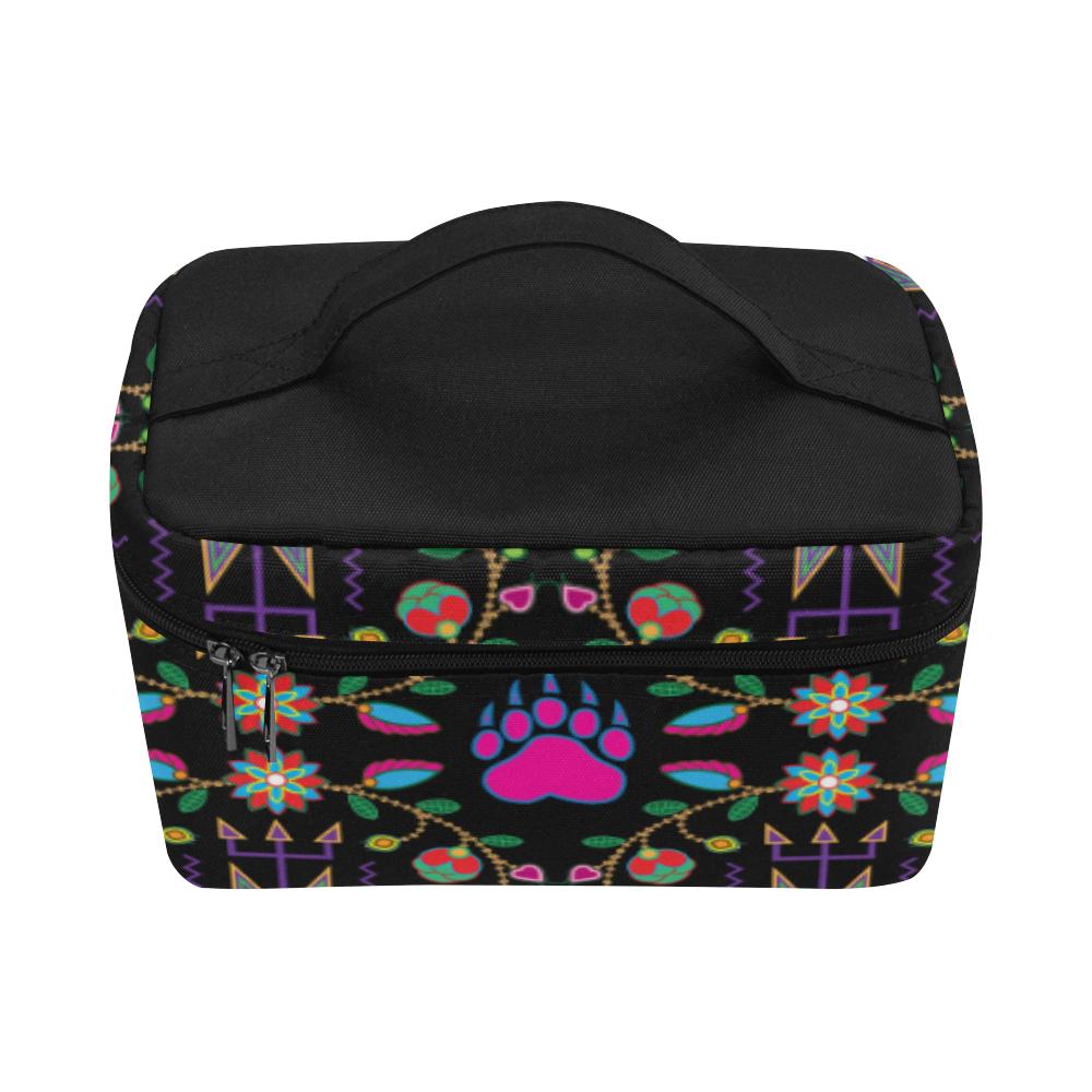 Geometric Floral Fall - Black Cosmetic Bag/Large (Model 1658) Cosmetic Bag e-joyer