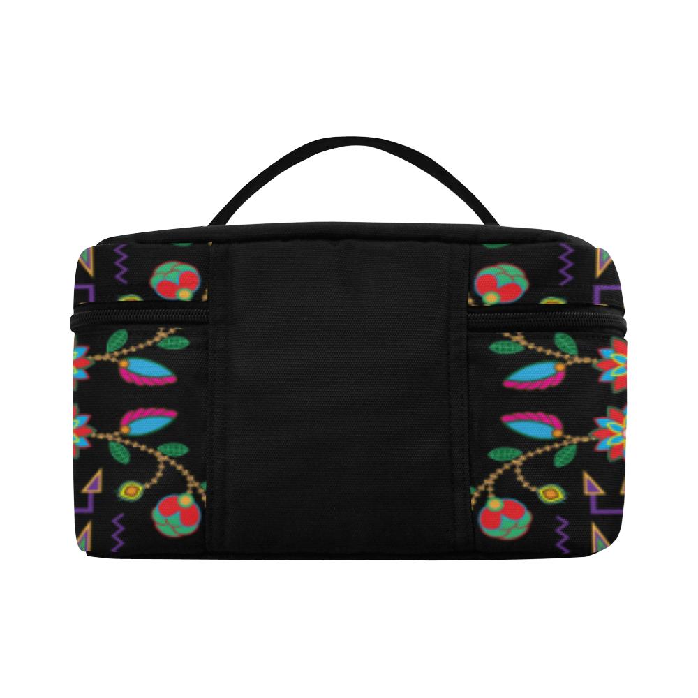 Geometric Floral Fall - Black Cosmetic Bag/Large (Model 1658) Cosmetic Bag e-joyer