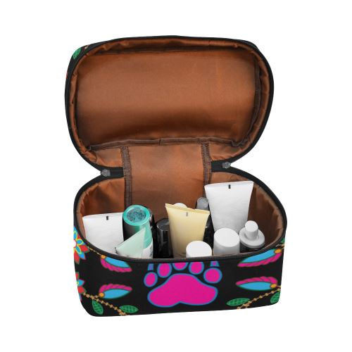 Geometric Floral Fall-Black Cosmetic Bag/Large (Model 1658) Cosmetic Bag e-joyer