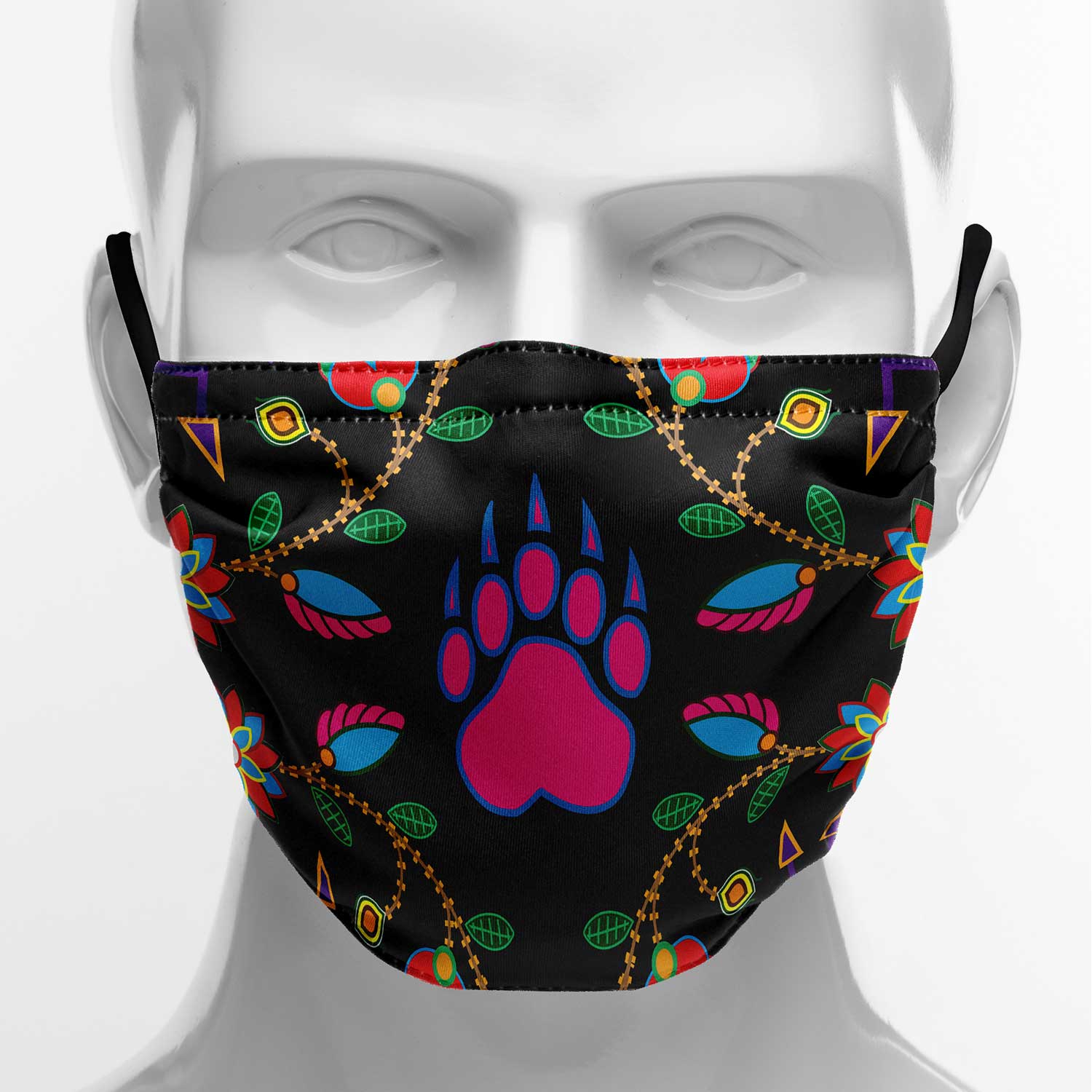 Geometric Floral Fall Black Face Cover Herman