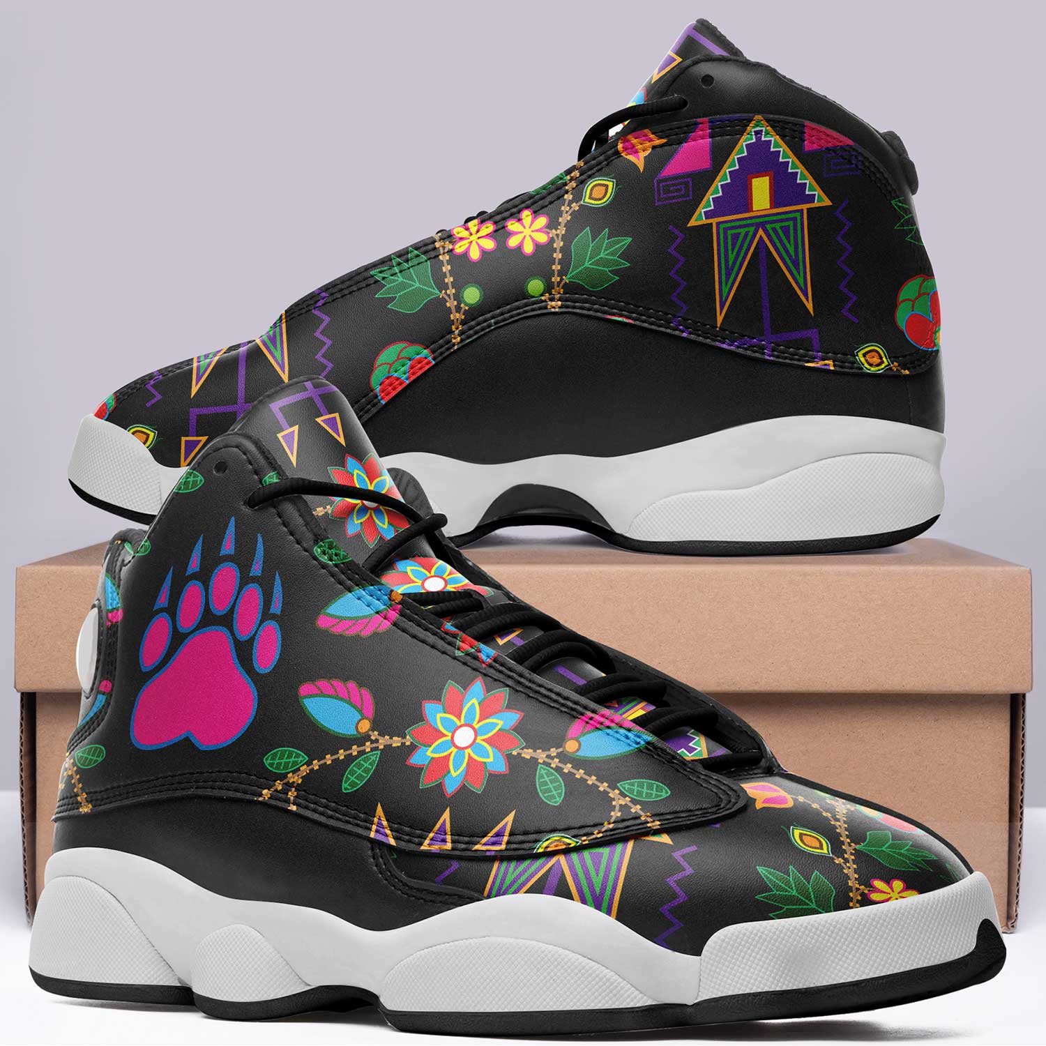Geometric Floral Fall Black Isstsokini Athletic Shoes Herman