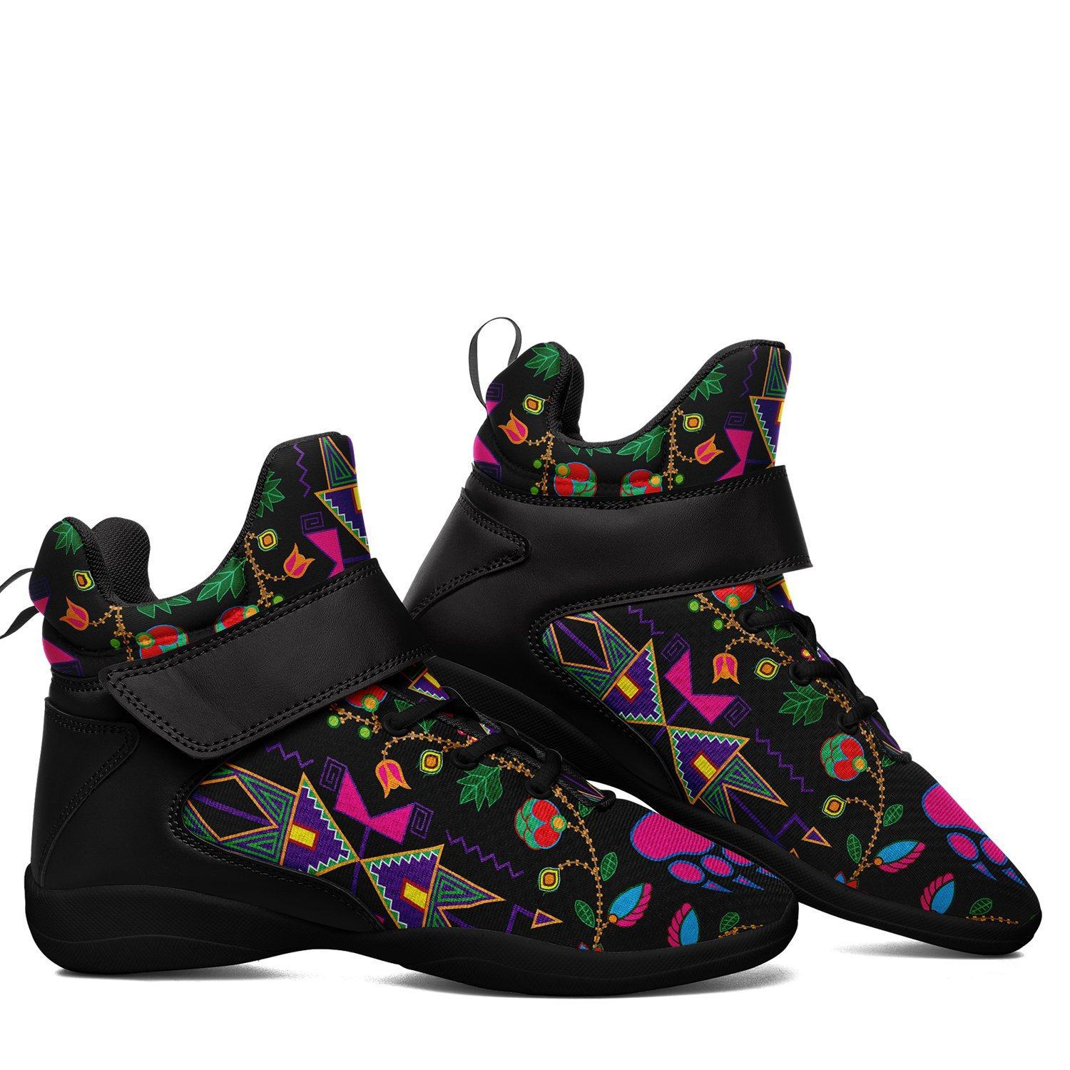 Geometric Floral Fall Black Kid's Ipottaa Basketball / Sport High Top Shoes 49 Dzine