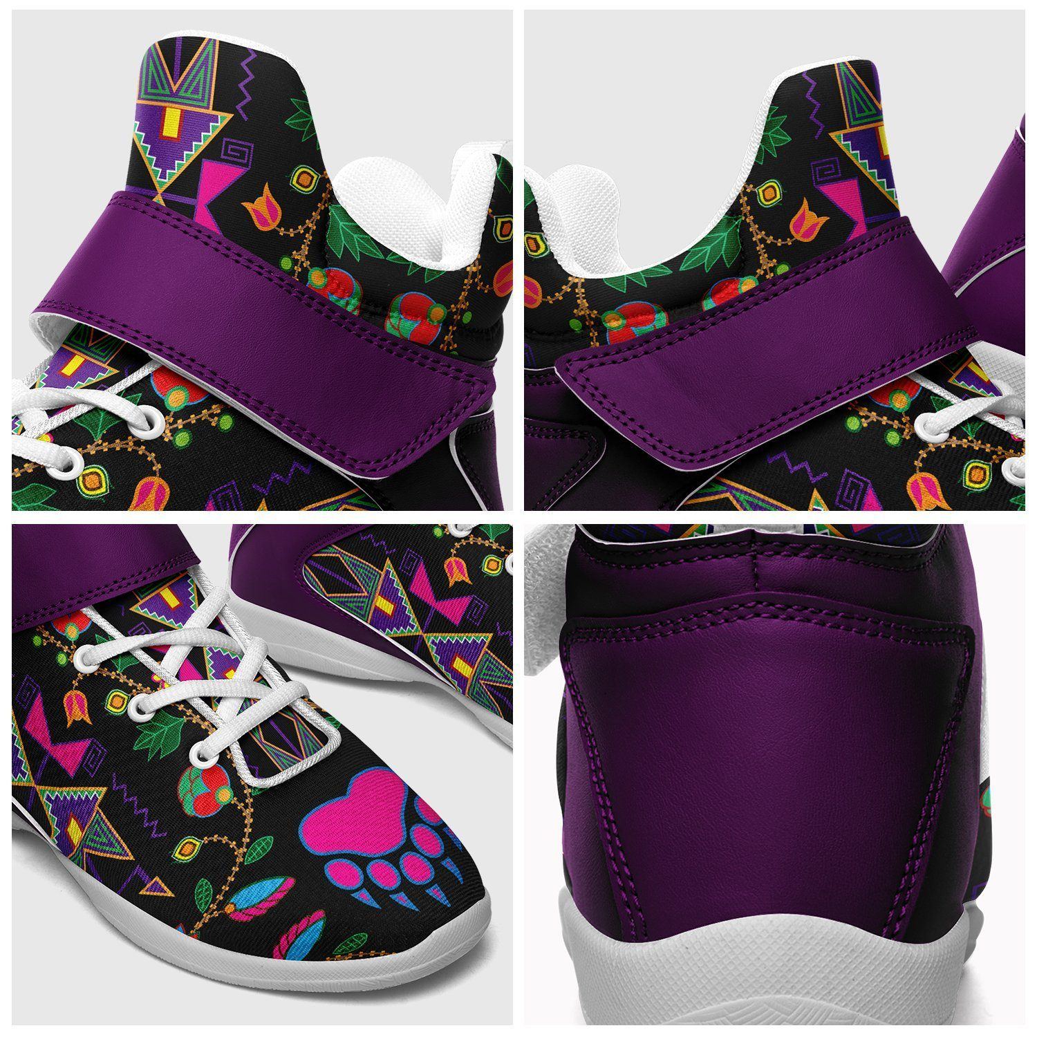 Geometric Floral Fall Black Kid's Ipottaa Basketball / Sport High Top Shoes 49 Dzine