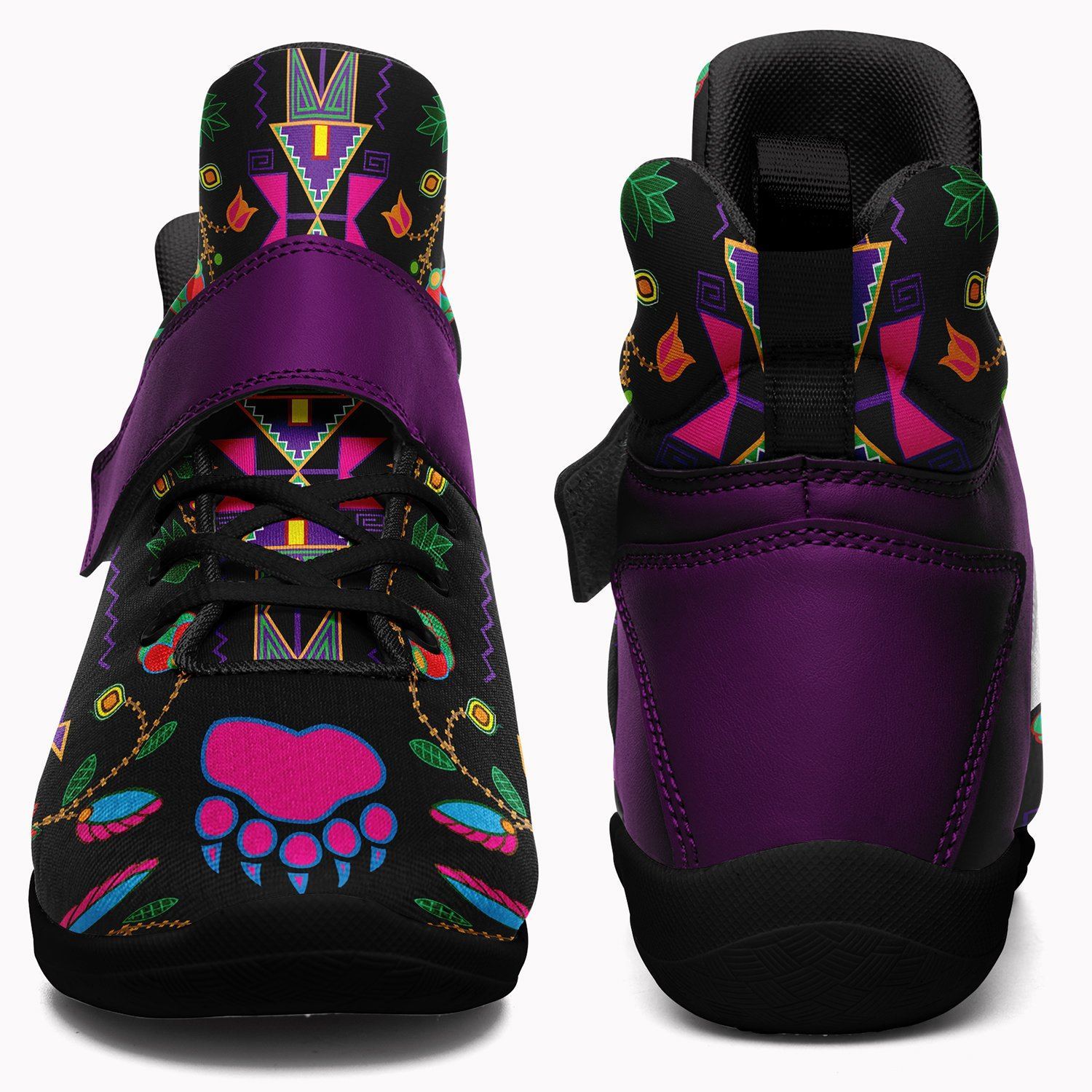Geometric Floral Fall Black Kid's Ipottaa Basketball / Sport High Top Shoes 49 Dzine