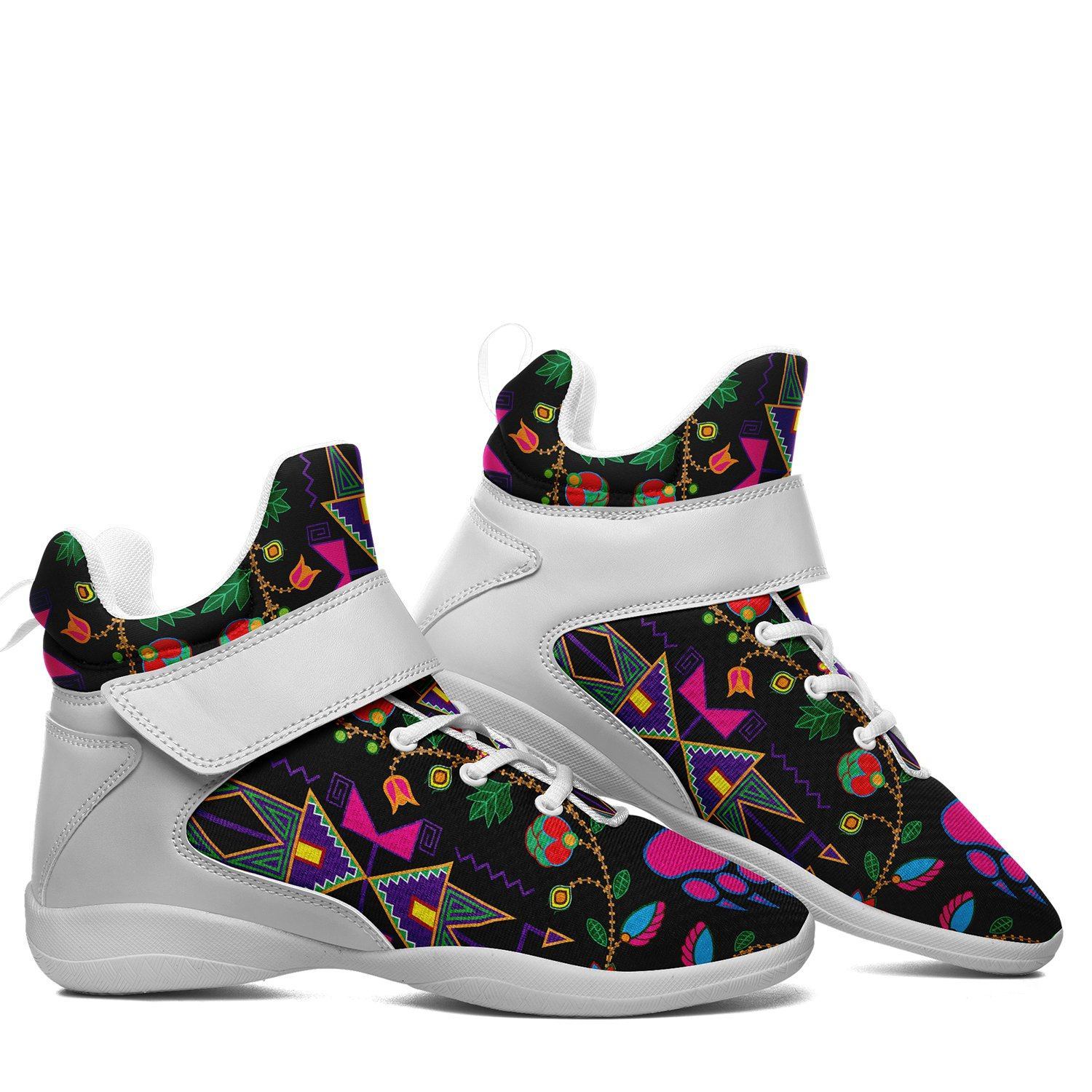 Geometric Floral Fall Black Kid's Ipottaa Basketball / Sport High Top Shoes 49 Dzine