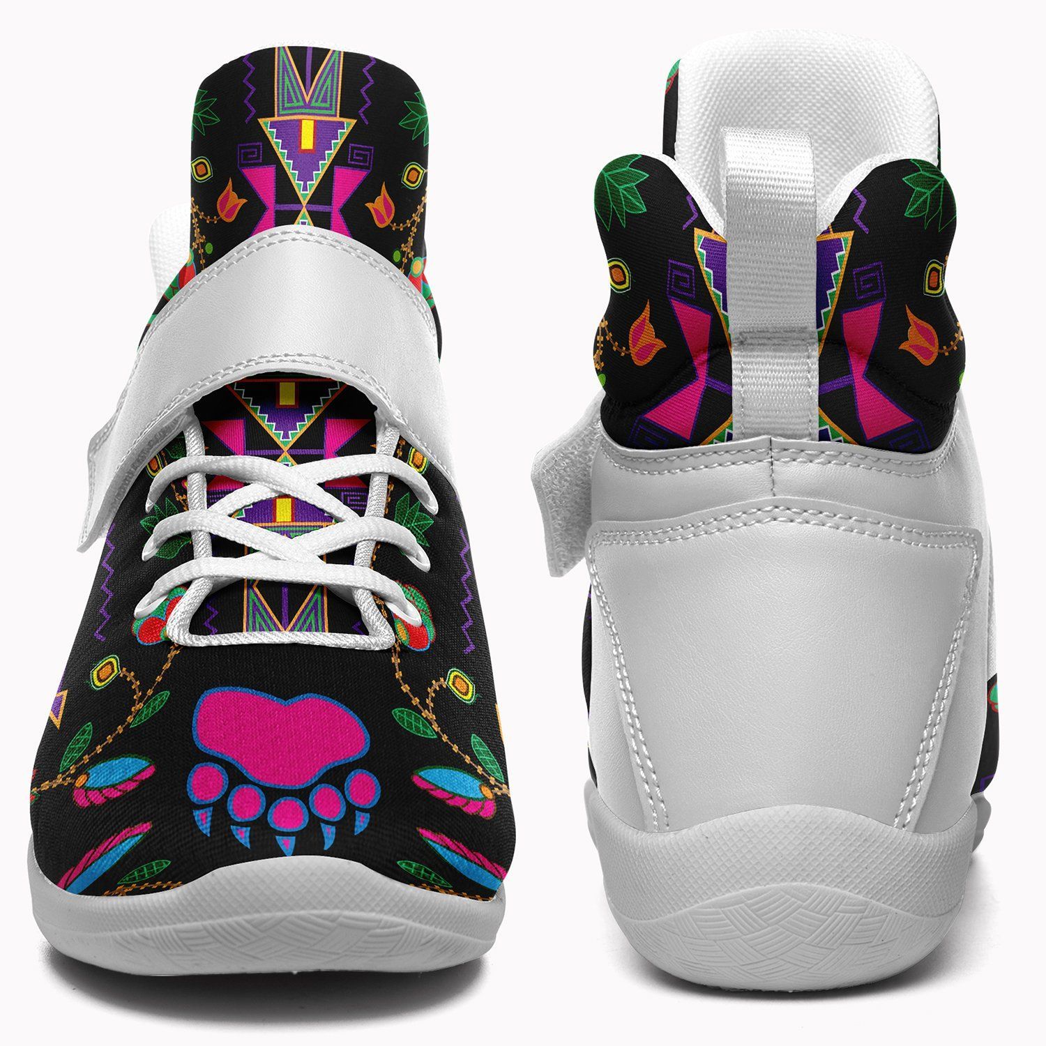 Geometric Floral Fall Black Kid's Ipottaa Basketball / Sport High Top Shoes 49 Dzine