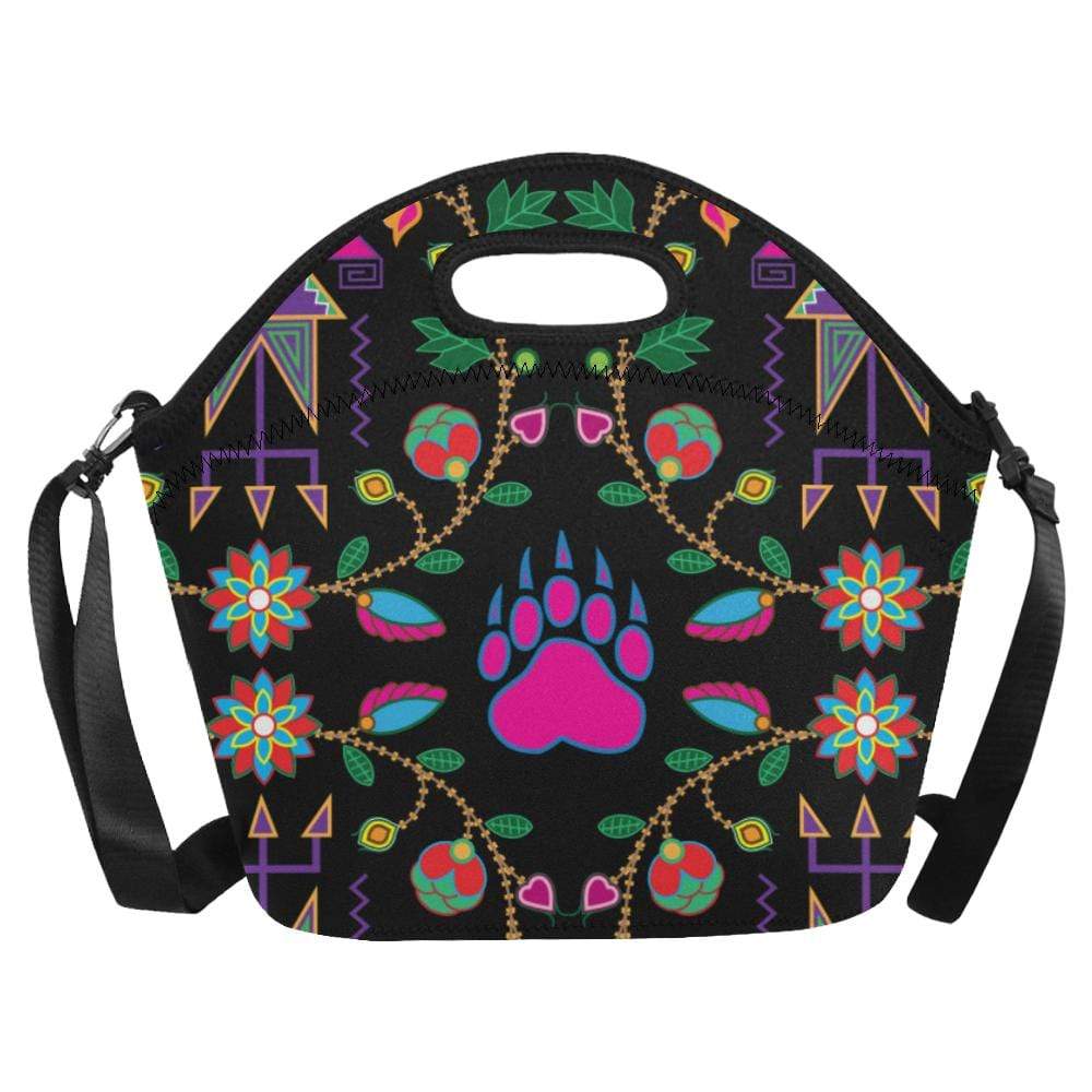 Geometric Floral Fall-Black Neoprene Lunch Bag/Large (Model 1669) Neoprene Lunch Bag/Large (1669) e-joyer