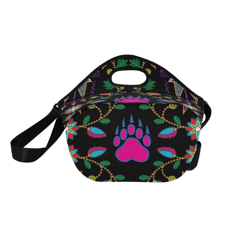 Geometric Floral Fall-Black Neoprene Lunch Bag/Large (Model 1669) Neoprene Lunch Bag/Large (1669) e-joyer