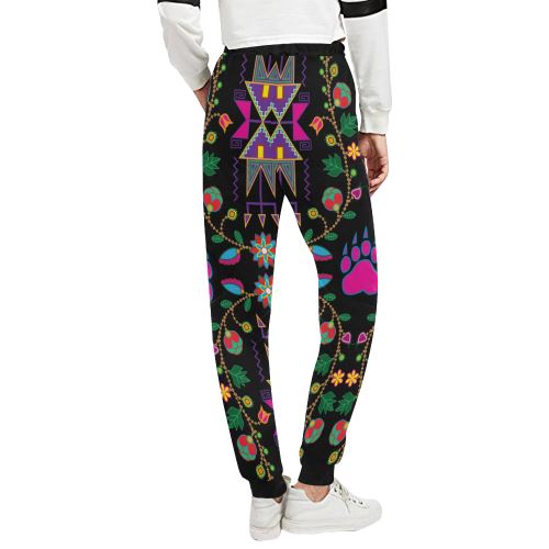 Geometric Floral Fall-Black Women's All Over Print Sweatpants (Model L11) Women's All Over Print Sweatpants (L11) e-joyer