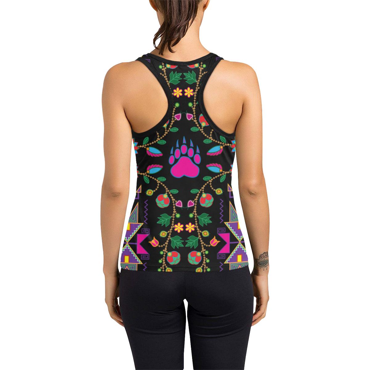 Geometric Floral Fall-Black Women's Racerback Tank Top (Model T60) Racerback Tank Top (T60) e-joyer