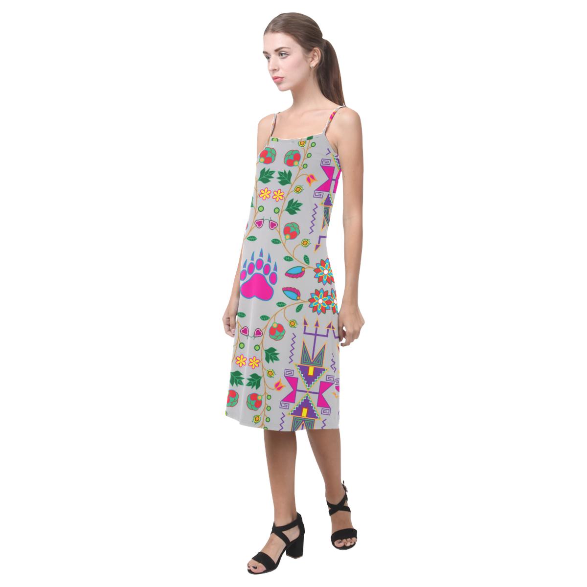 Geometric Floral Fall - Gray Alcestis Slip Dress (Model D05) Alcestis Slip Dress (D05) e-joyer