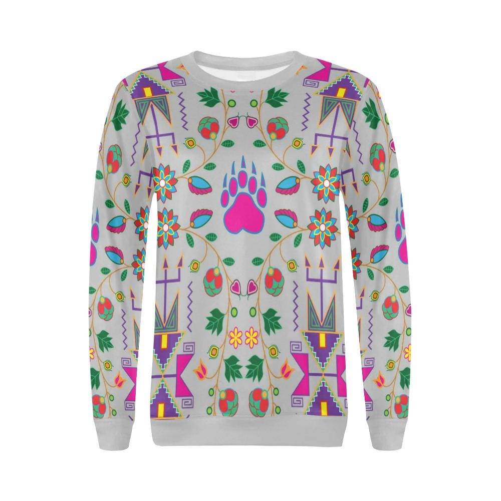 Geometric Floral Fall-Gray All Over Print Crewneck Sweatshirt for Women (Model H18) Crewneck Sweatshirt for Women (H18) e-joyer