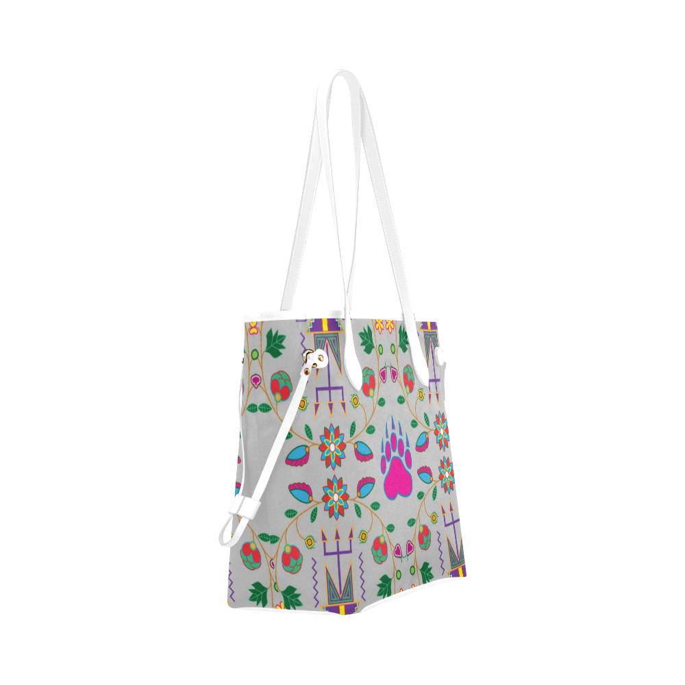 Geometric Floral Fall - Gray Clover Canvas Tote Bag (Model 1661) Clover Canvas Tote Bag (1661) e-joyer