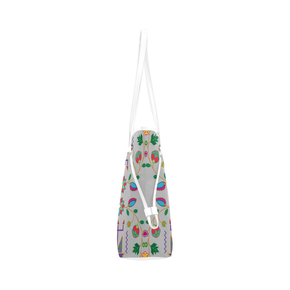 Geometric Floral Fall - Gray Clover Canvas Tote Bag (Model 1661) Clover Canvas Tote Bag (1661) e-joyer